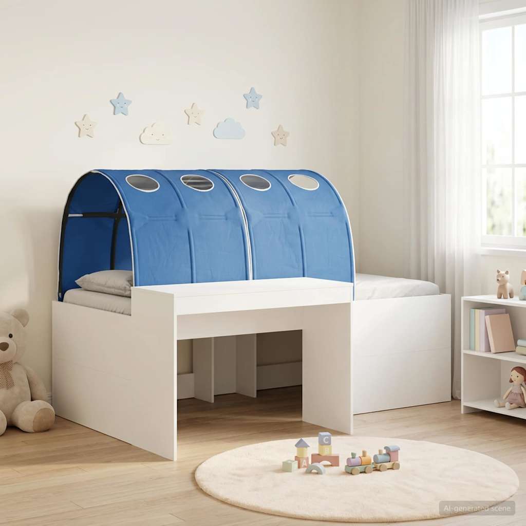 Bett mit Tunnel 3 stk. Artisian Eiche und Blau Holzwerkstoff