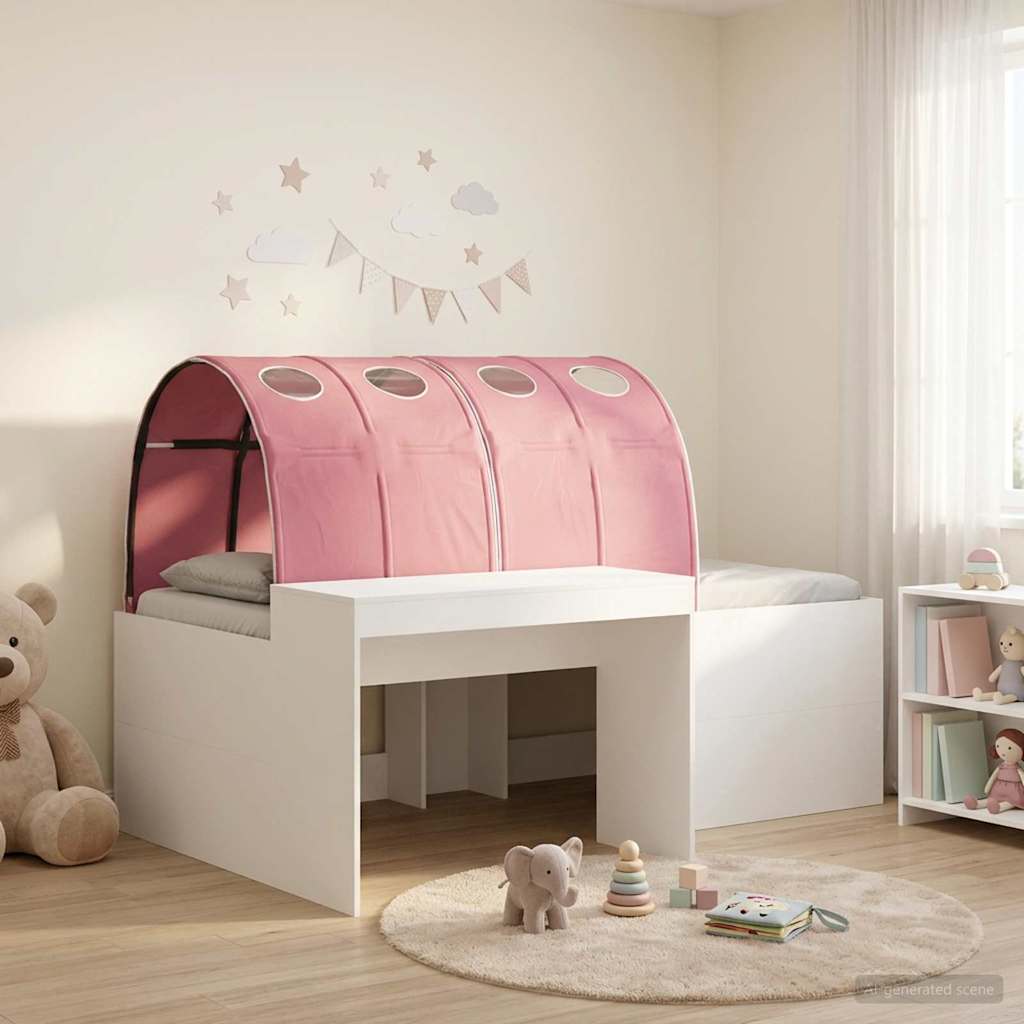 Bett mit Tunnel 3 stk. Artisian Eiche und Pink Holzwerkstoff