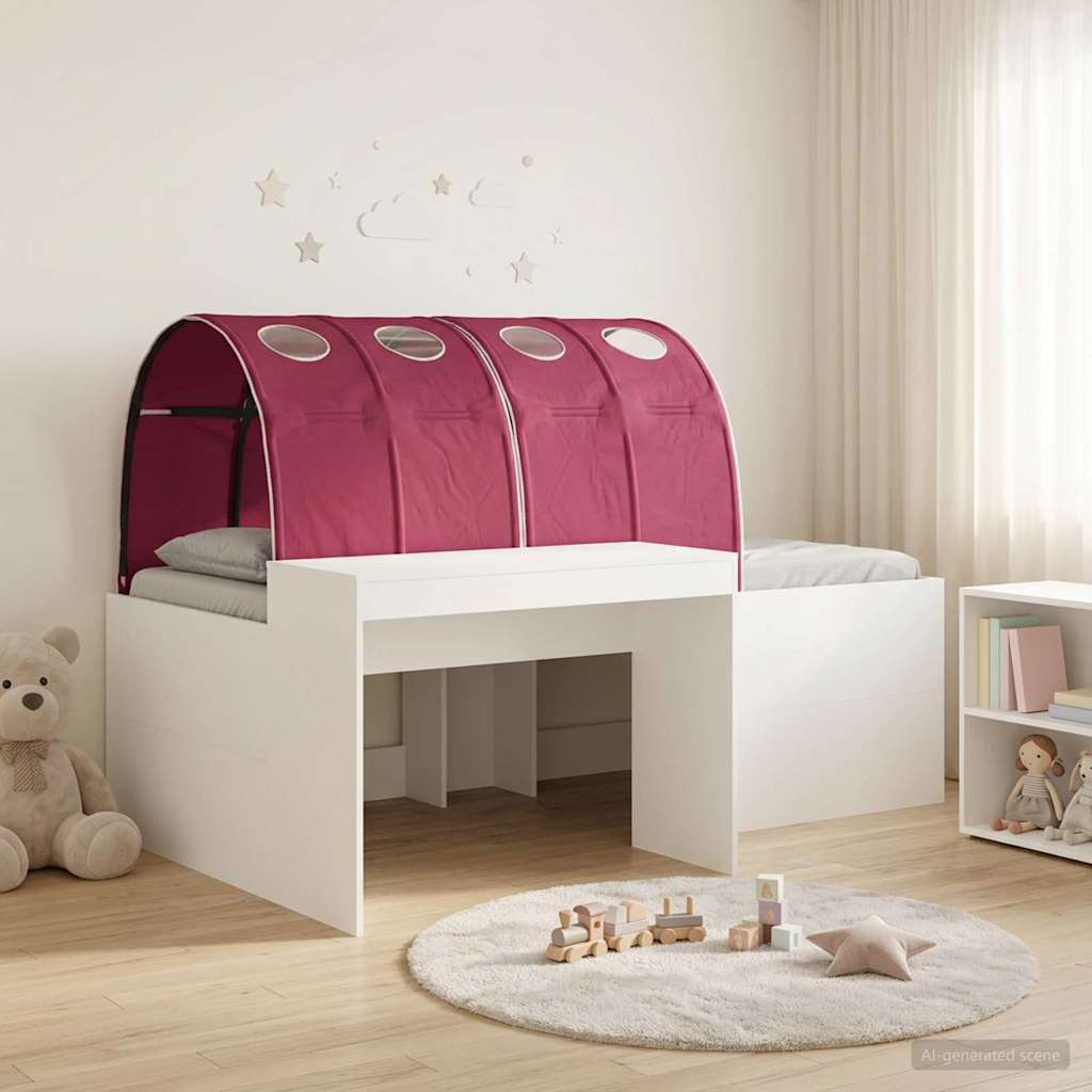 Bett mit Tunnel 3 stk. Artisian Eiche und Rot Holzwerkstoff