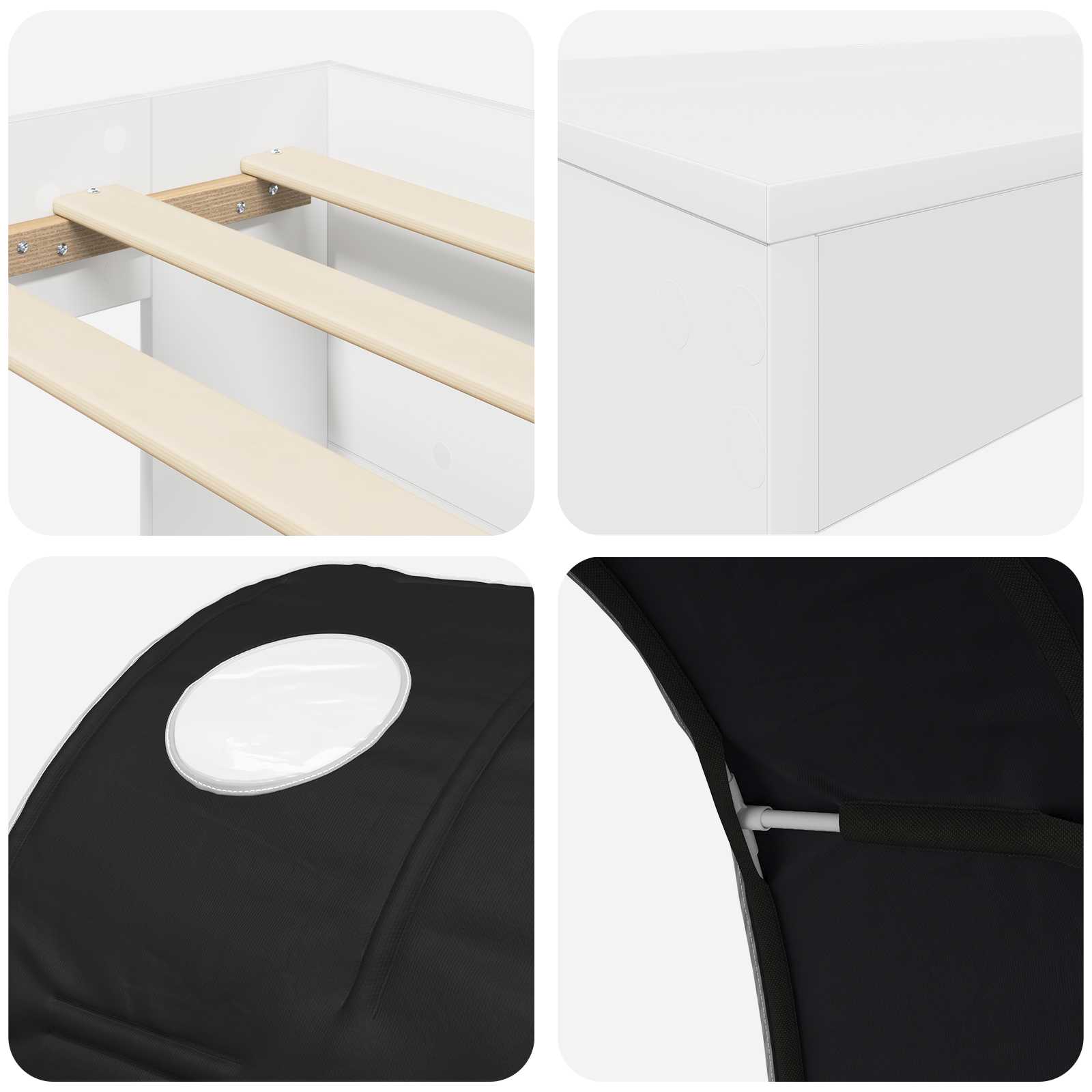 Bett mit Tunnel 3 stk. Artisian Eiche und Schwarz Holzwerkstoff