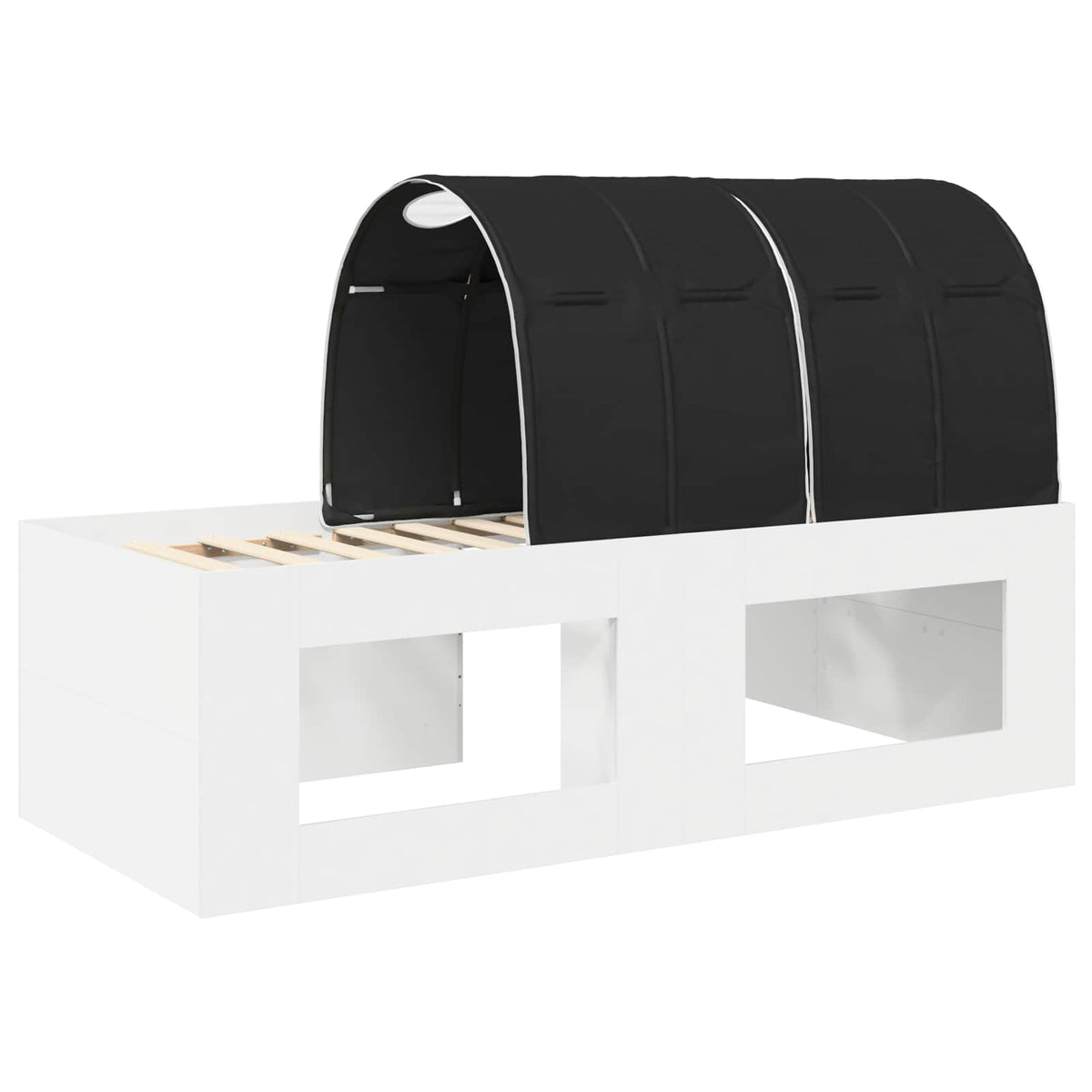 Bett mit Tunnel 3 stk. Weiß und Schwarz 118,6 x 193,2 x 75,1 cm