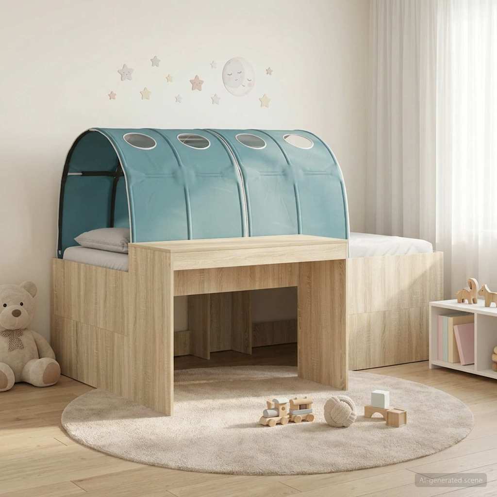 Bett mit Tunnel 3 Stk. Artisian Eiche und Hellblau