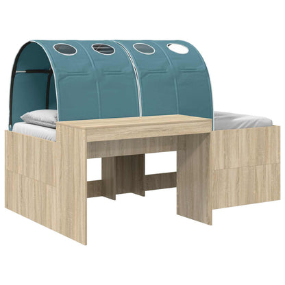 Bett mit Tunnel 3 Stk. Artisian Eiche und Hellblau