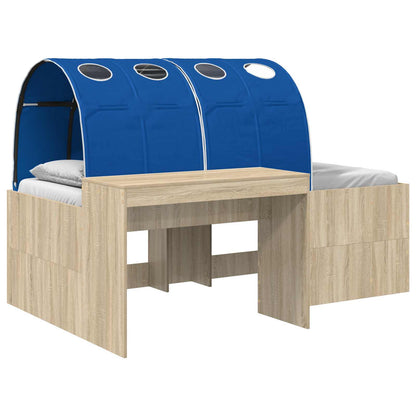 Bett mit Tunnel 3 Stk. Artisian Eiche und Blau Holzwerkstoff