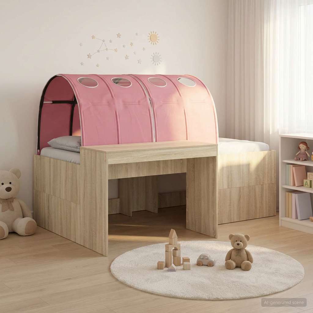 Bett mit Tunnel 3 Stk. Artisian Eiche und Pink Holzwerkstoff