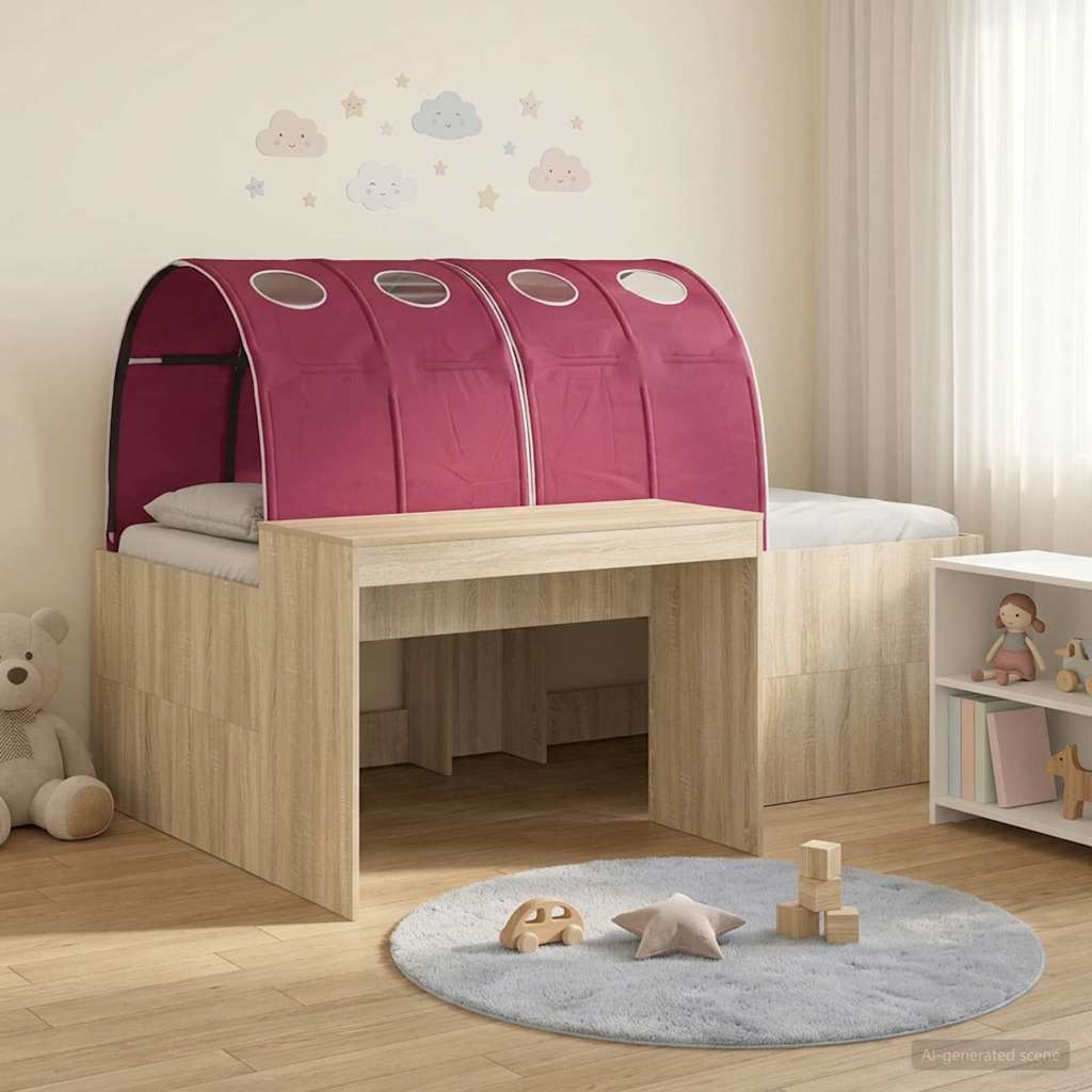 Bett mit Tunnel 3 Stk. Artisian Eiche und Rot Holzwerkstoff