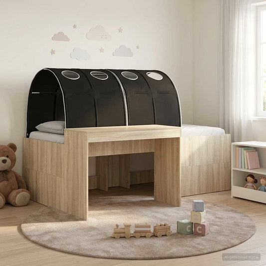 Bett mit Tunnel 3 Stk. Artisian Eiche und Schwarz Holzwerkstoff