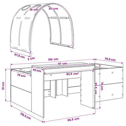 Bett mit Tunnel 3 stk. Sonoma Eiche und Schwarz