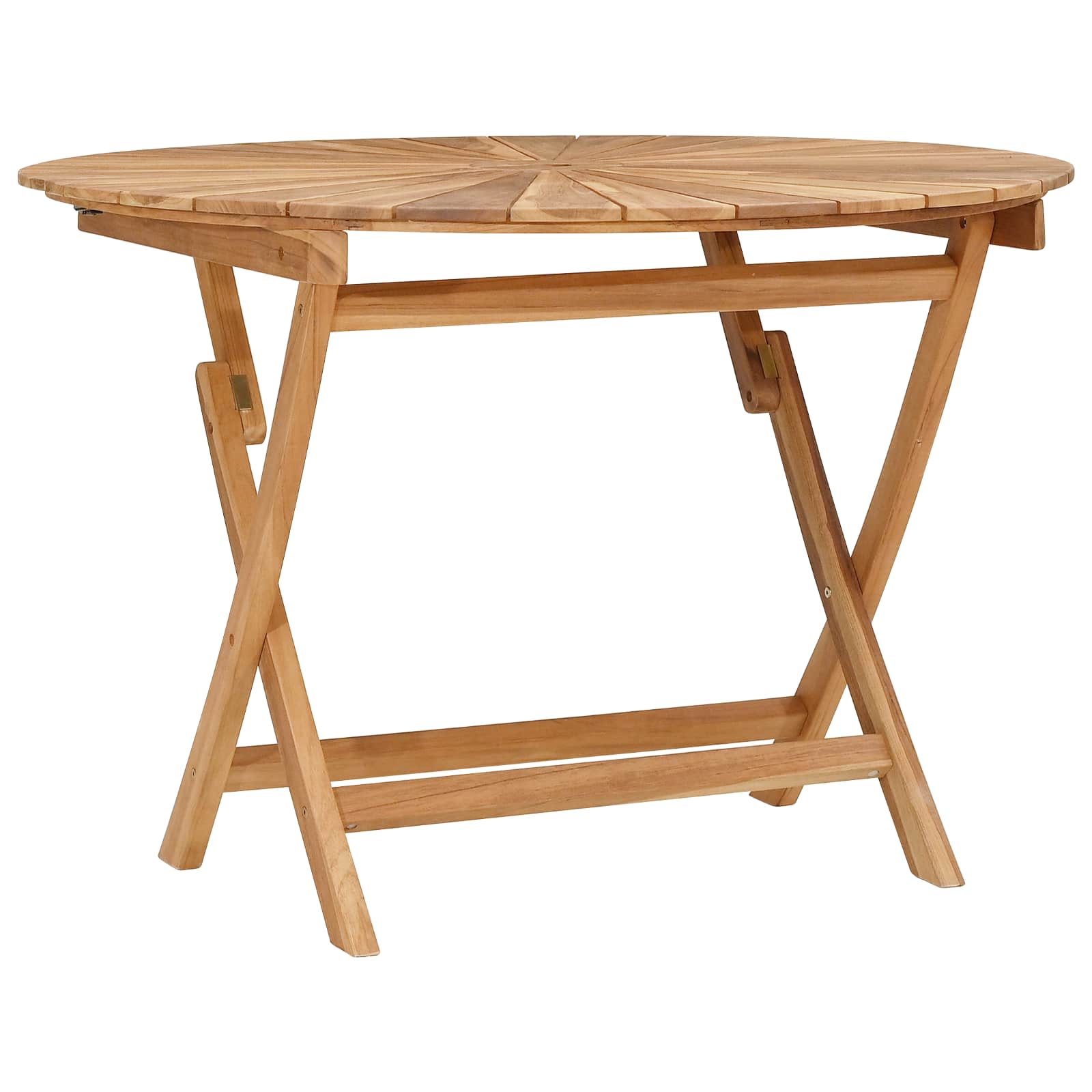 Klappbarer Gartentisch Natur Ø 110 x 75 cm Massivholz Teak