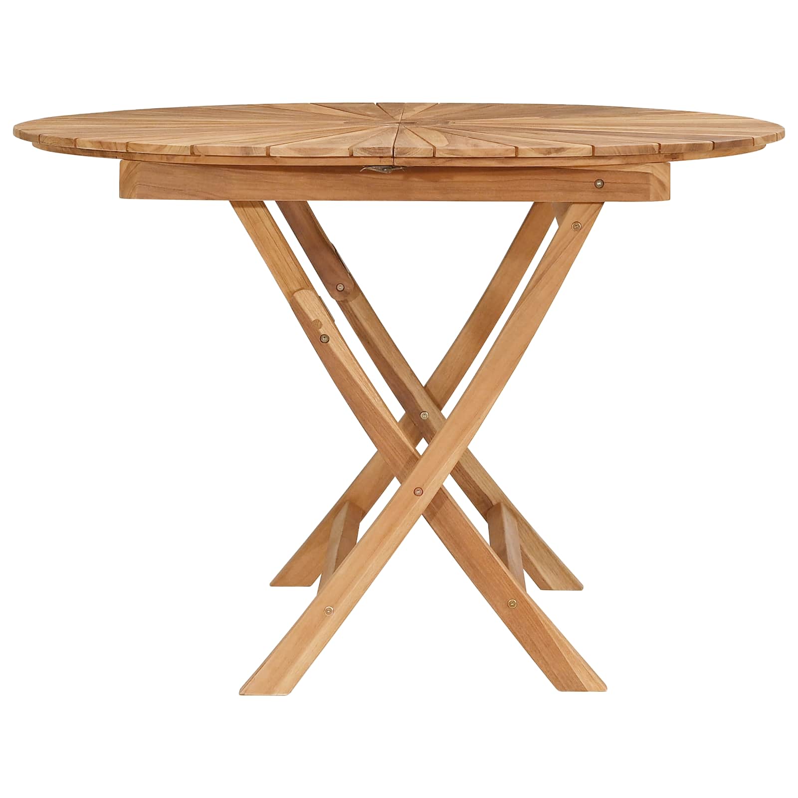 Klappbarer Gartentisch Natur Ø 110 x 75 cm Massivholz Teak