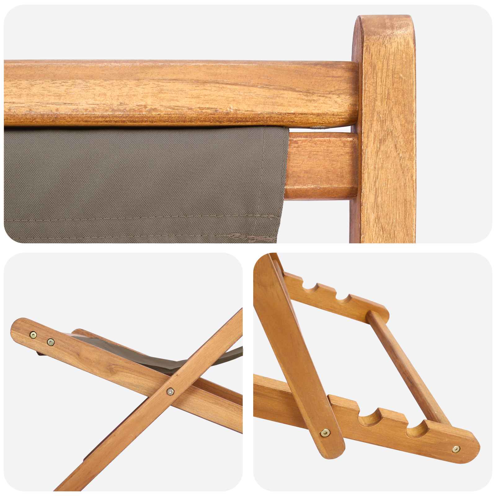 Liegestuhl Taupe Massivholz Teak