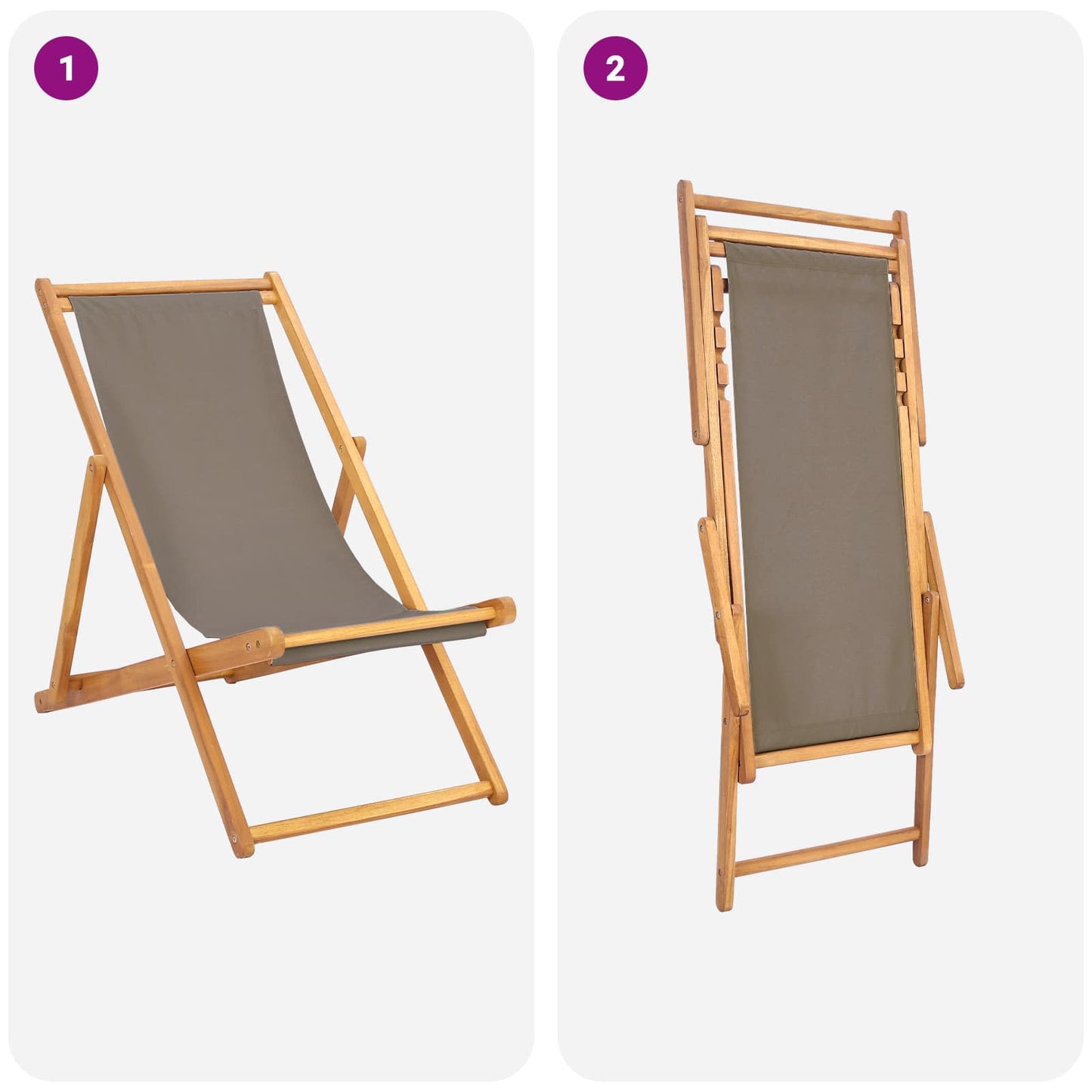 Liegestuhl Taupe Massivholz Teak