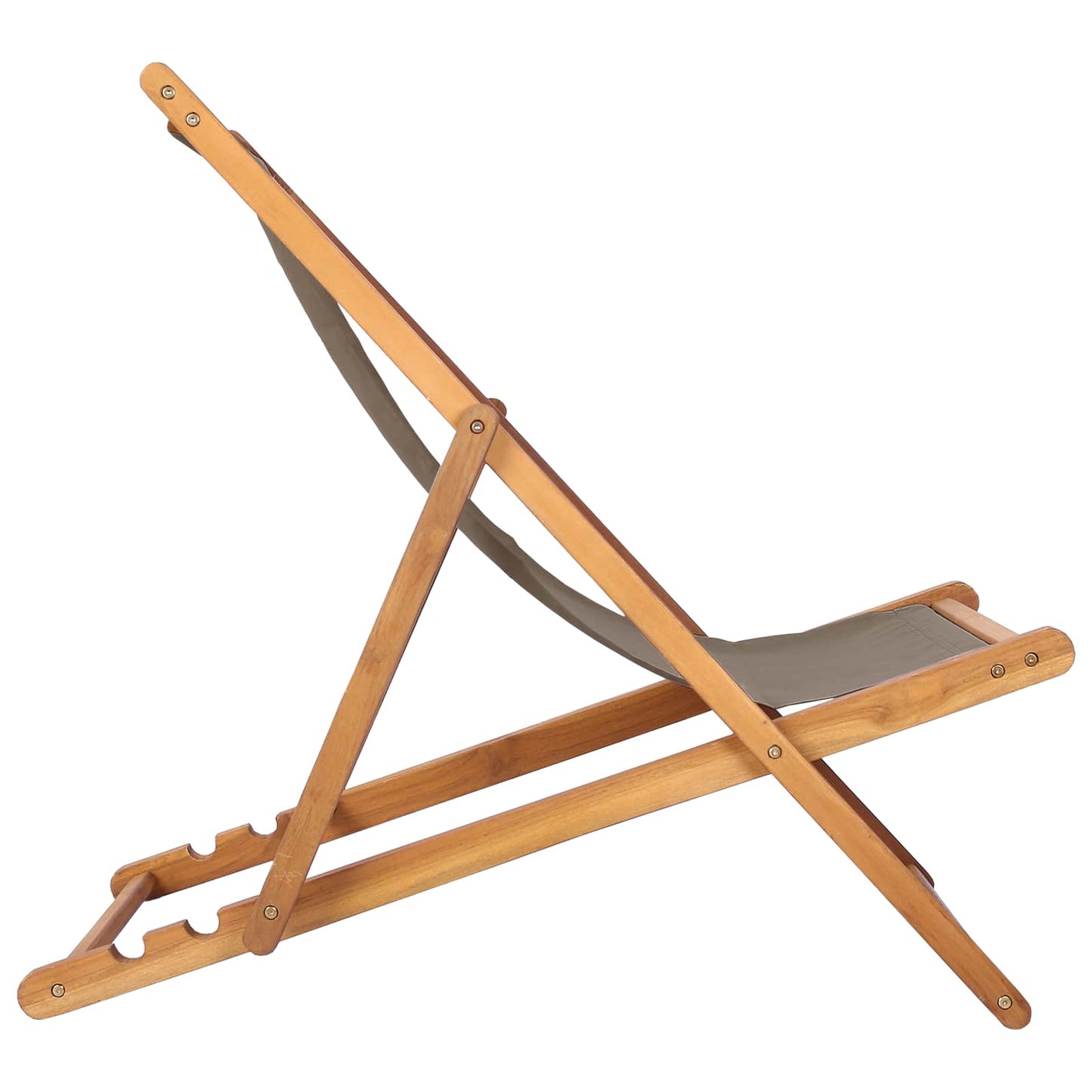Liegestuhl Taupe Massivholz Teak