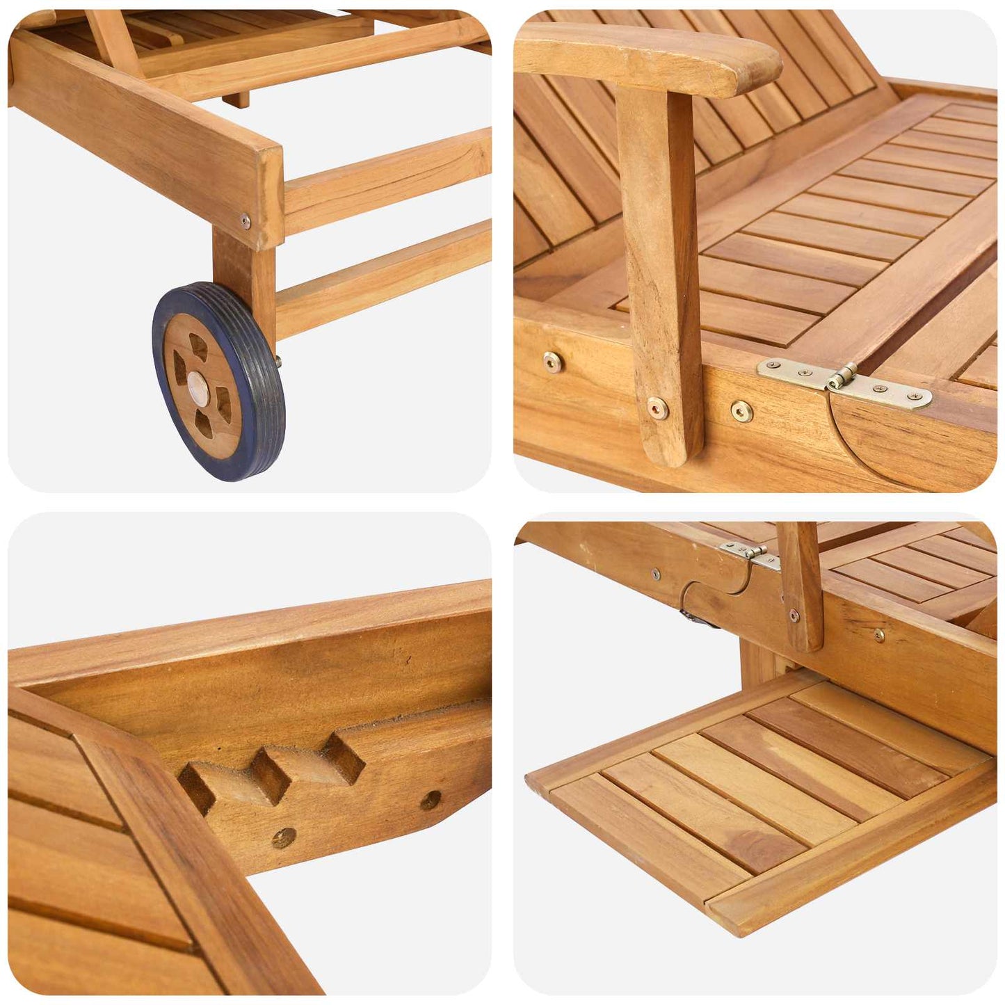 Sonnenliege Massivholz Teak Braun
