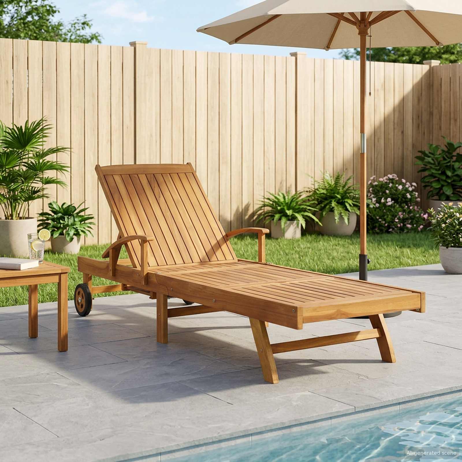 Sonnenliege Massivholz Teak Braun
