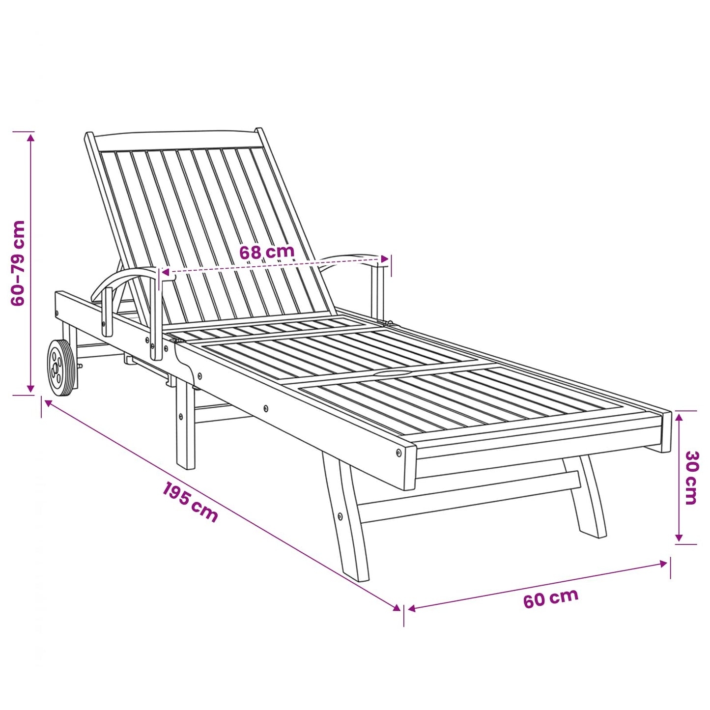Sonnenliege Massivholz Teak Braun