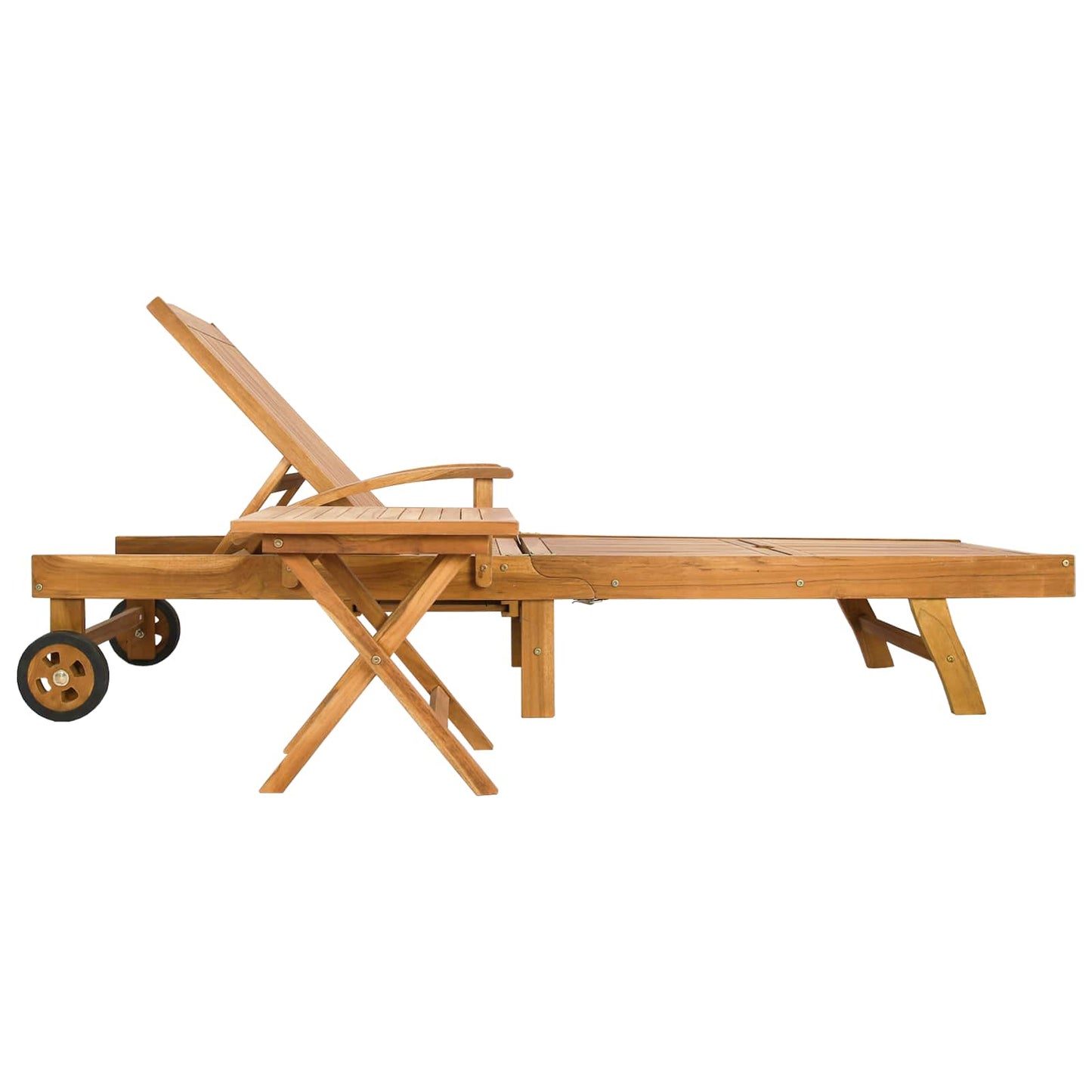 Sonnenliege mit Tisch Massivholz Teak Braun