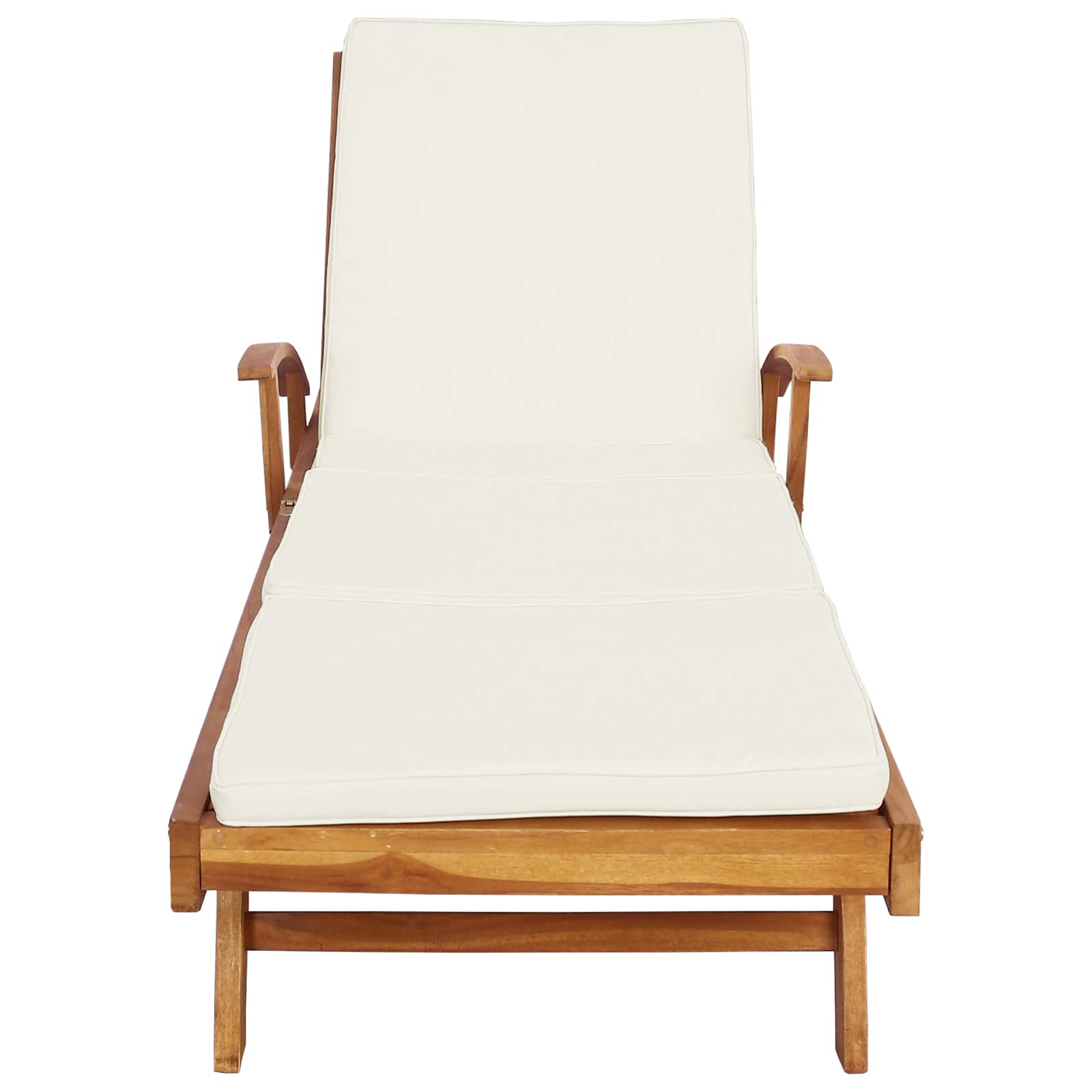 Sonnenliege mit Kissen Massivholz Teak Braun und Creme