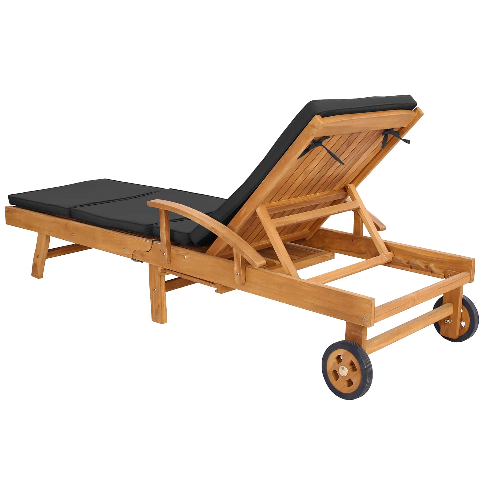 Sonnenliege mit Kissen Massivholz Teak Braun und Dunkelgrau