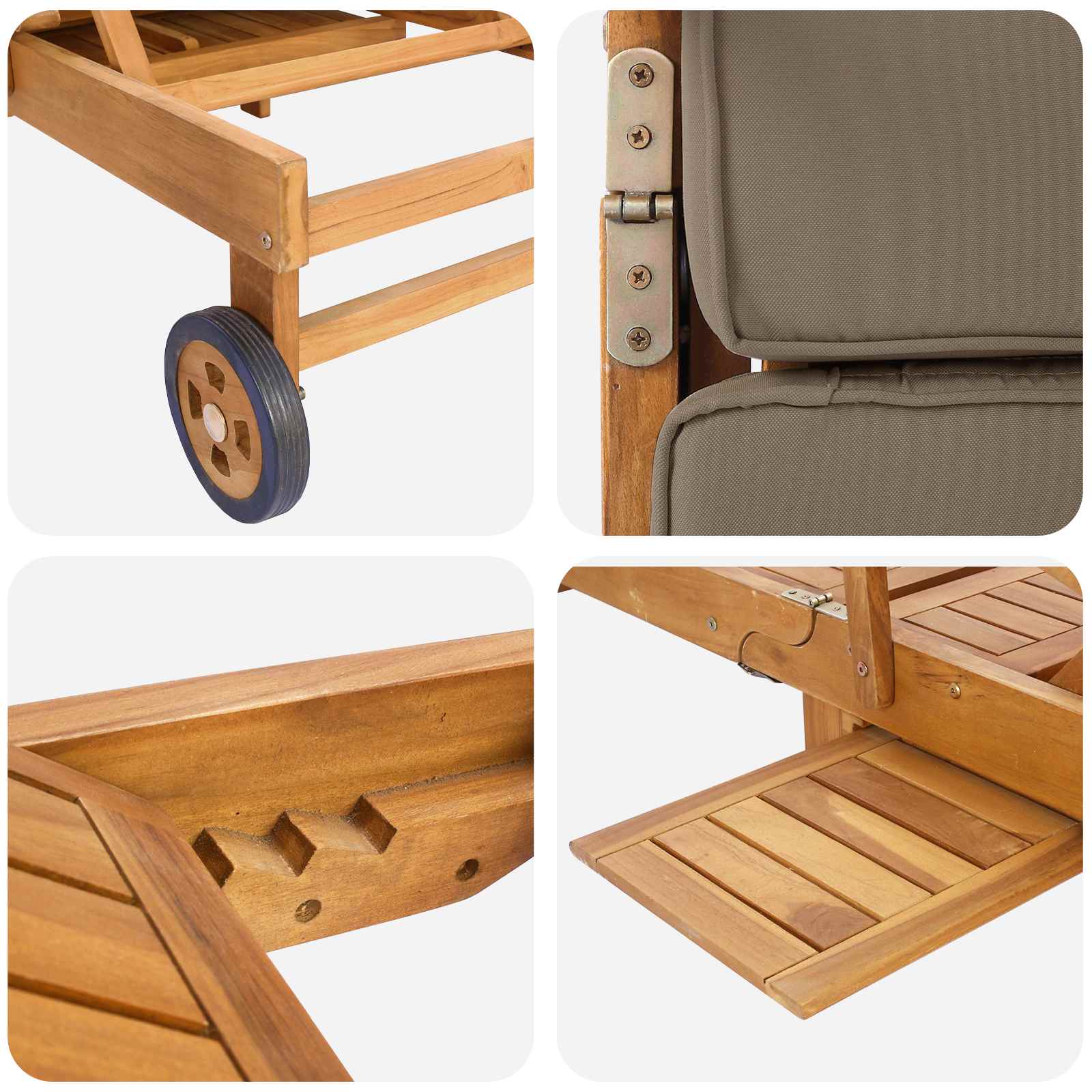 Sonnenliege mit Kissen 100% Polyester mit solidem Teak