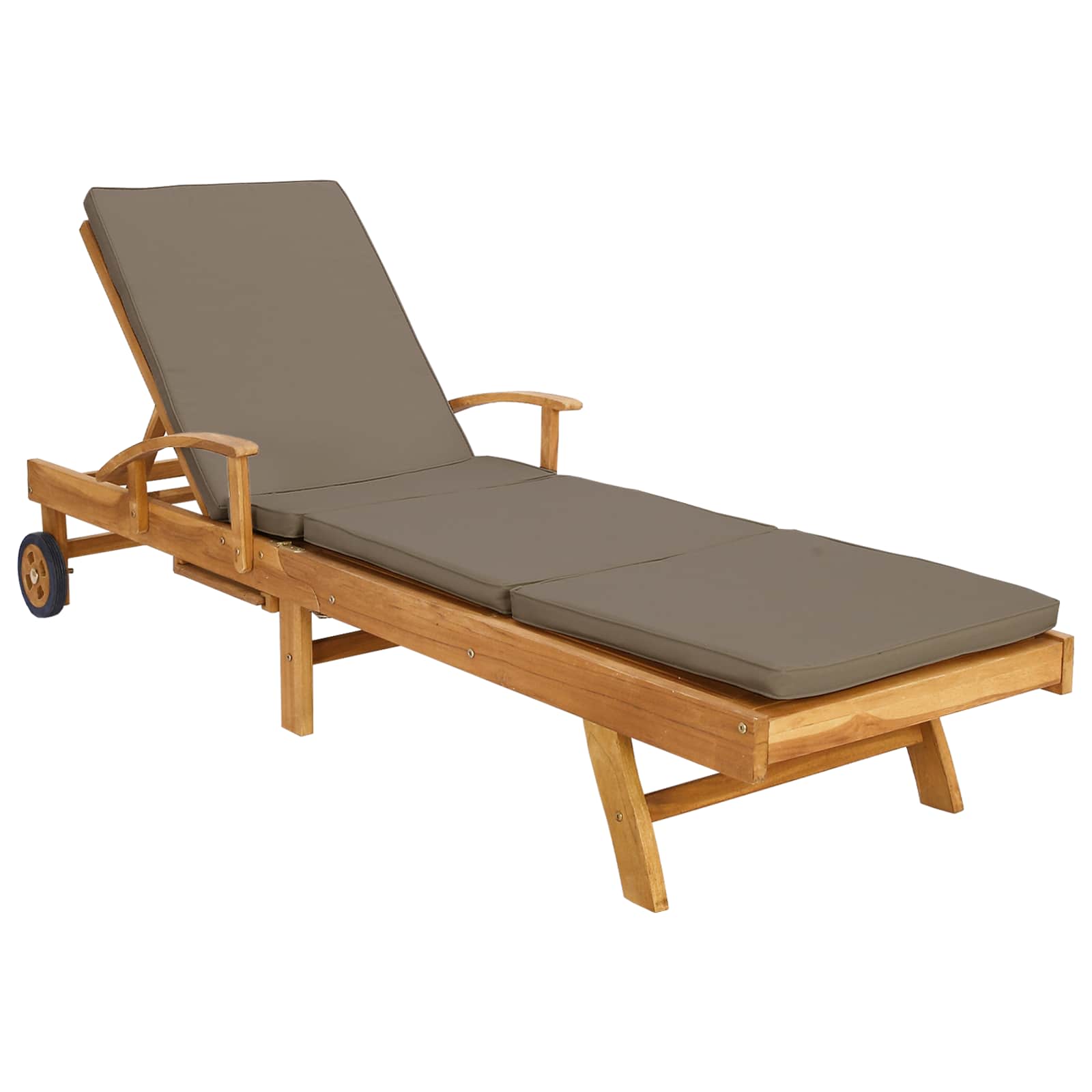 Sonnenliege mit Kissen 100% Polyester mit solidem Teak