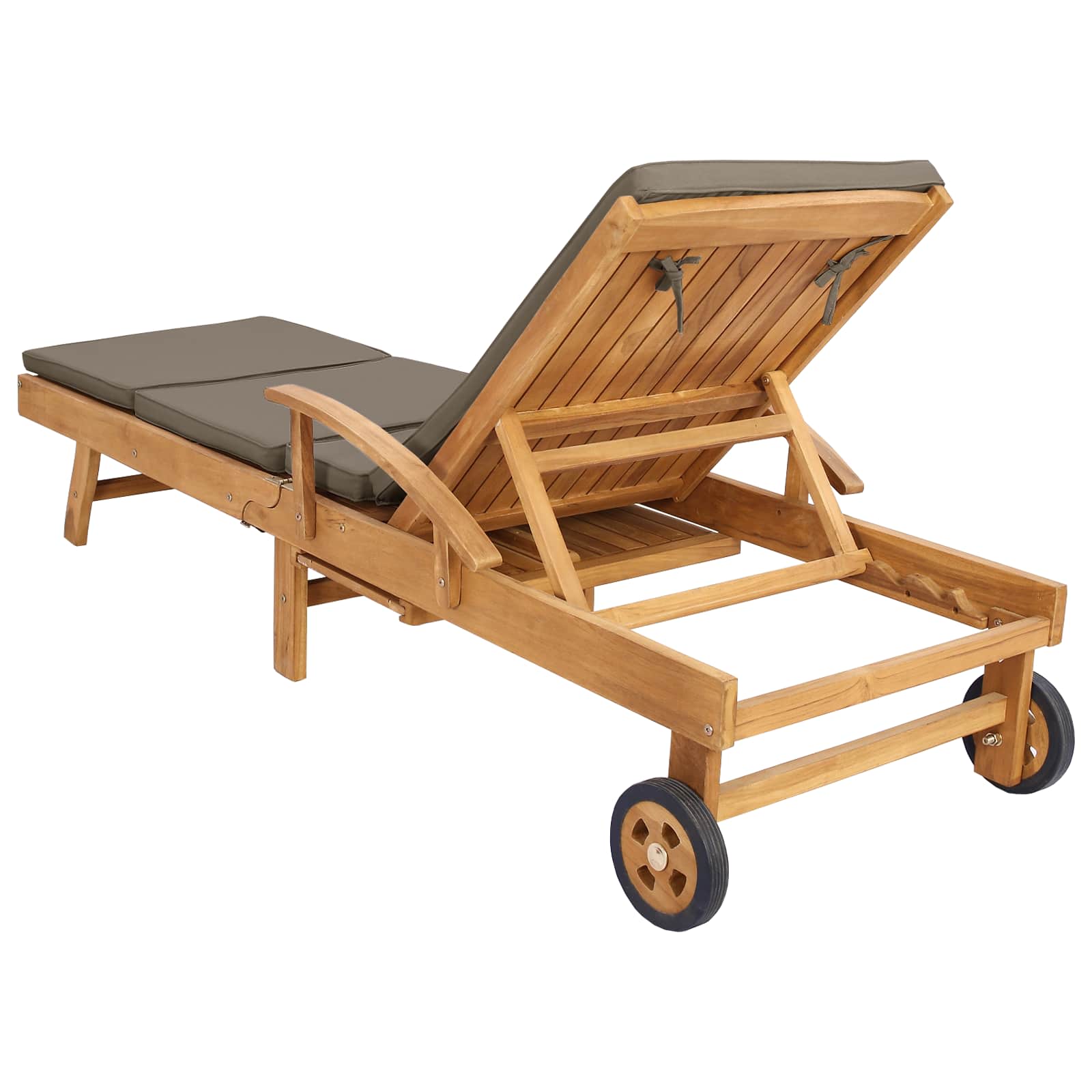 Sonnenliege mit Kissen 100% Polyester mit solidem Teak