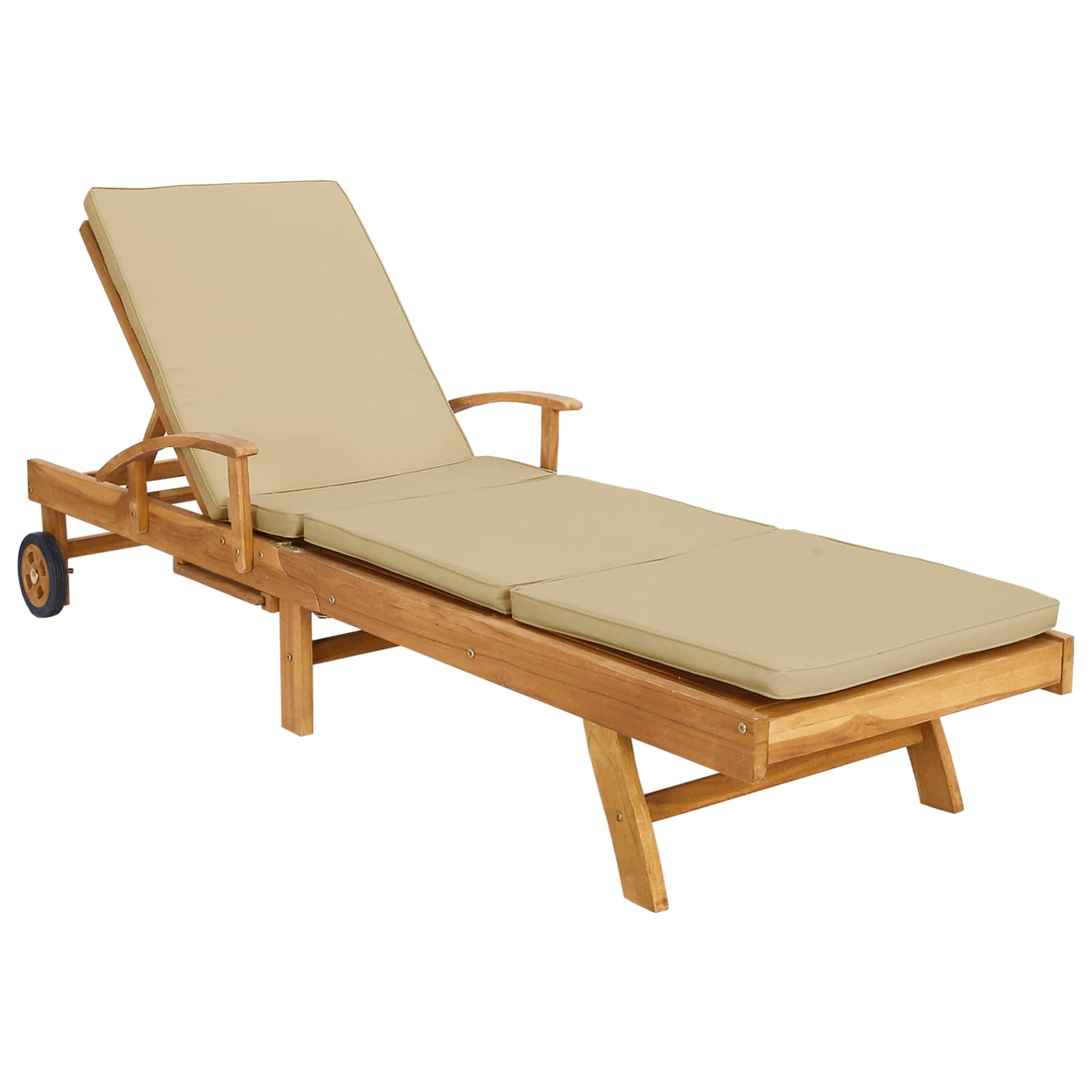 Sonnenliege mit Kissen 100% Polyester mit solidem Teak