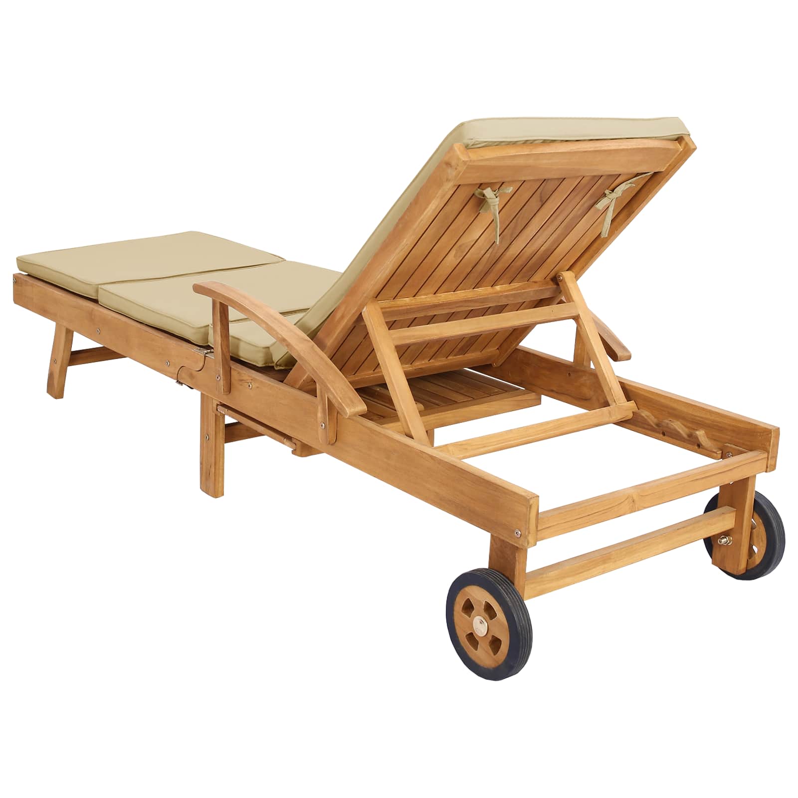 Sonnenliege mit Kissen 100% Polyester mit solidem Teak