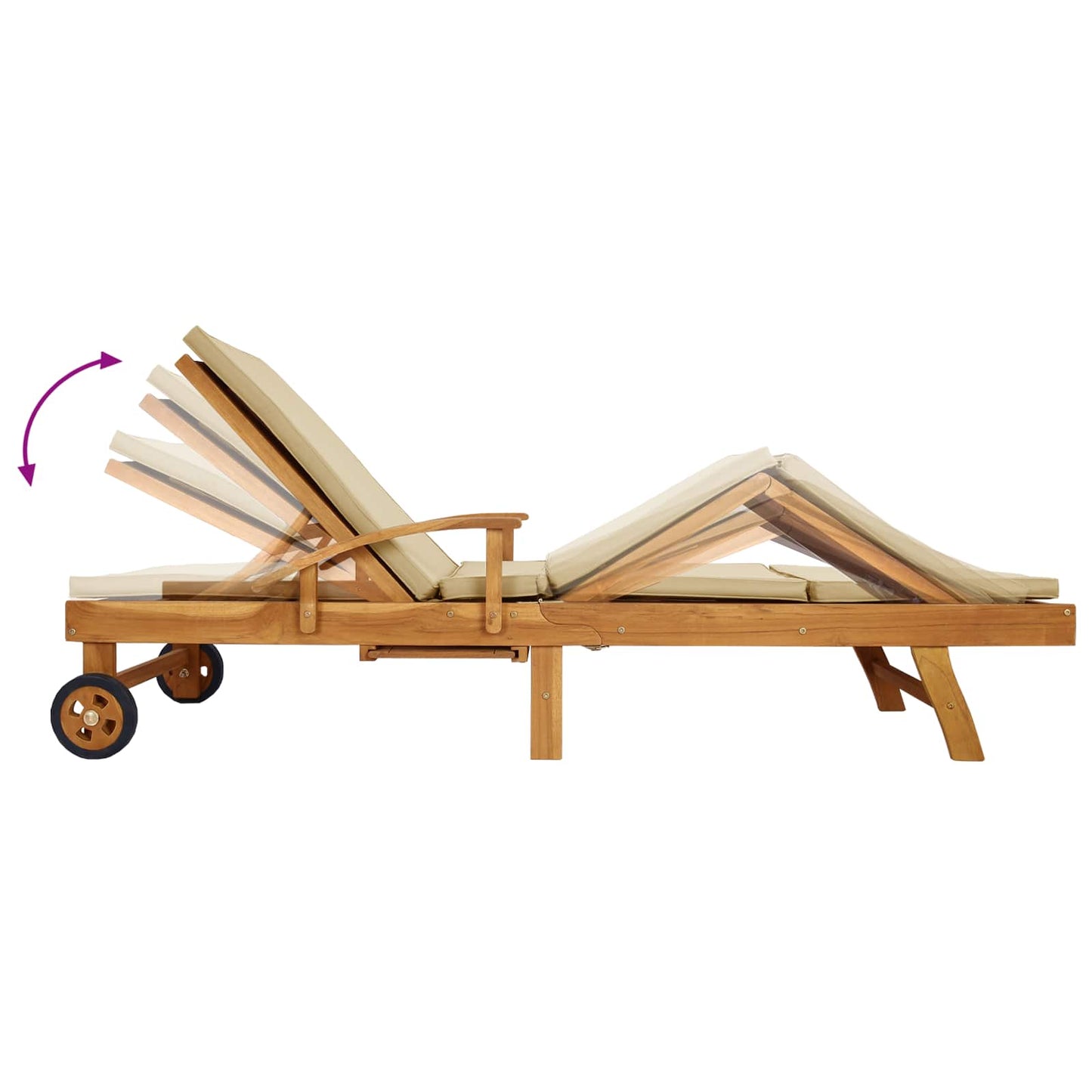 Sonnenliege mit Kissen 100% Polyester mit solidem Teak
