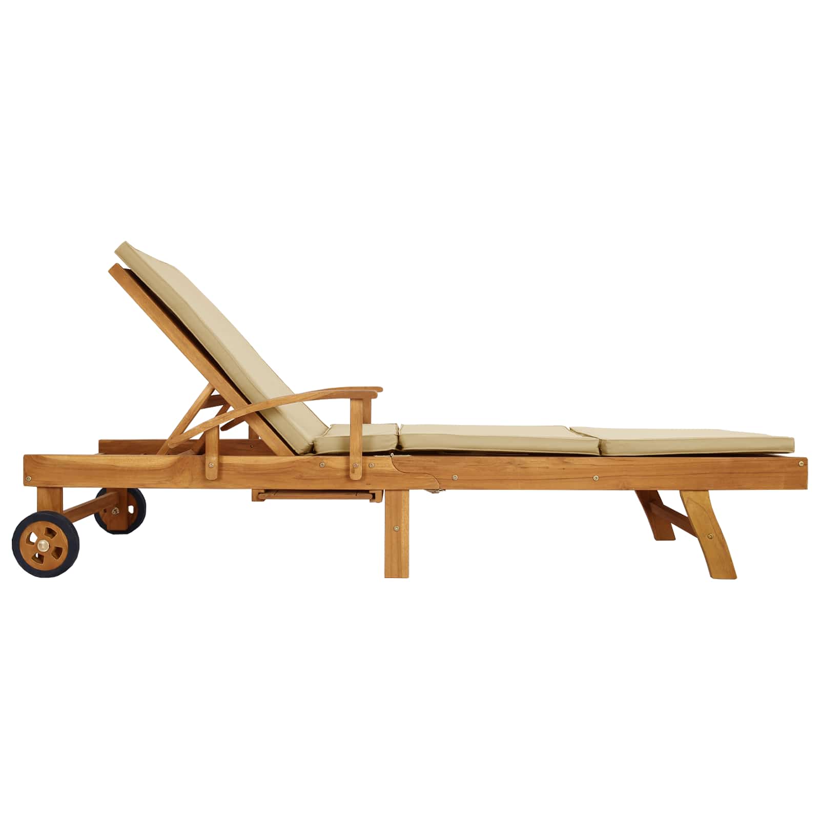 Sonnenliege mit Kissen 100% Polyester mit solidem Teak