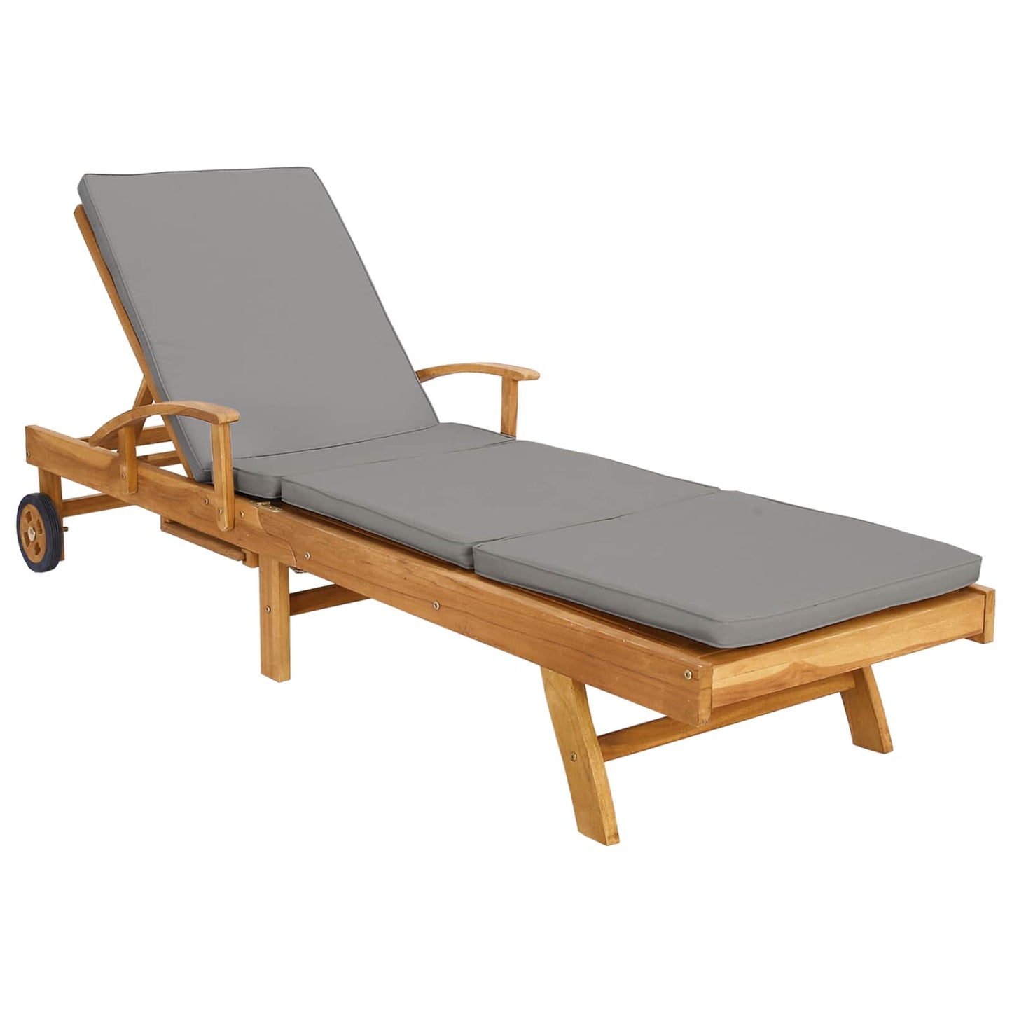Sonnenliege mit Kissen 100% Polyester mit solidem Teak