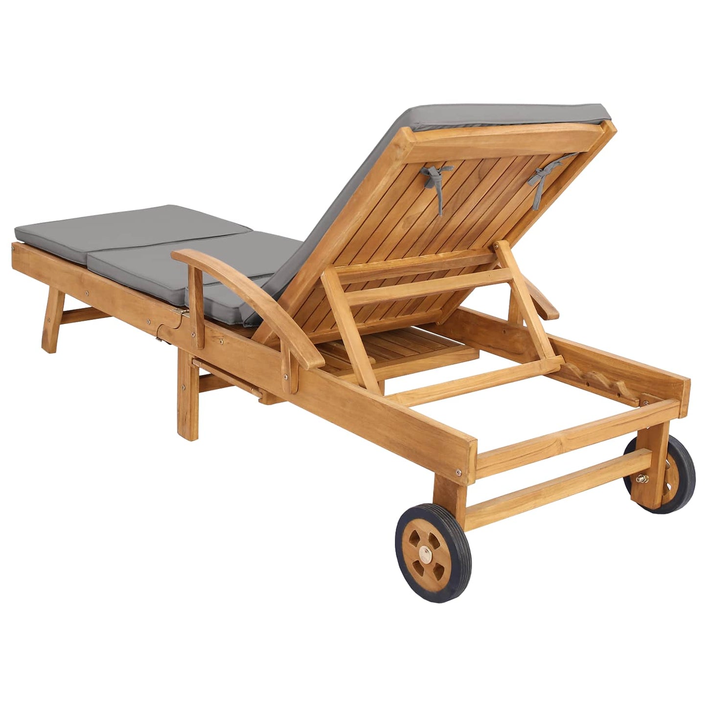 Sonnenliege mit Kissen 100% Polyester mit solidem Teak