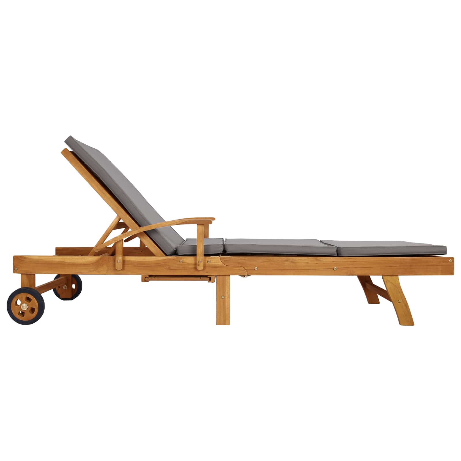 Sonnenliege mit Kissen 100% Polyester mit solidem Teak