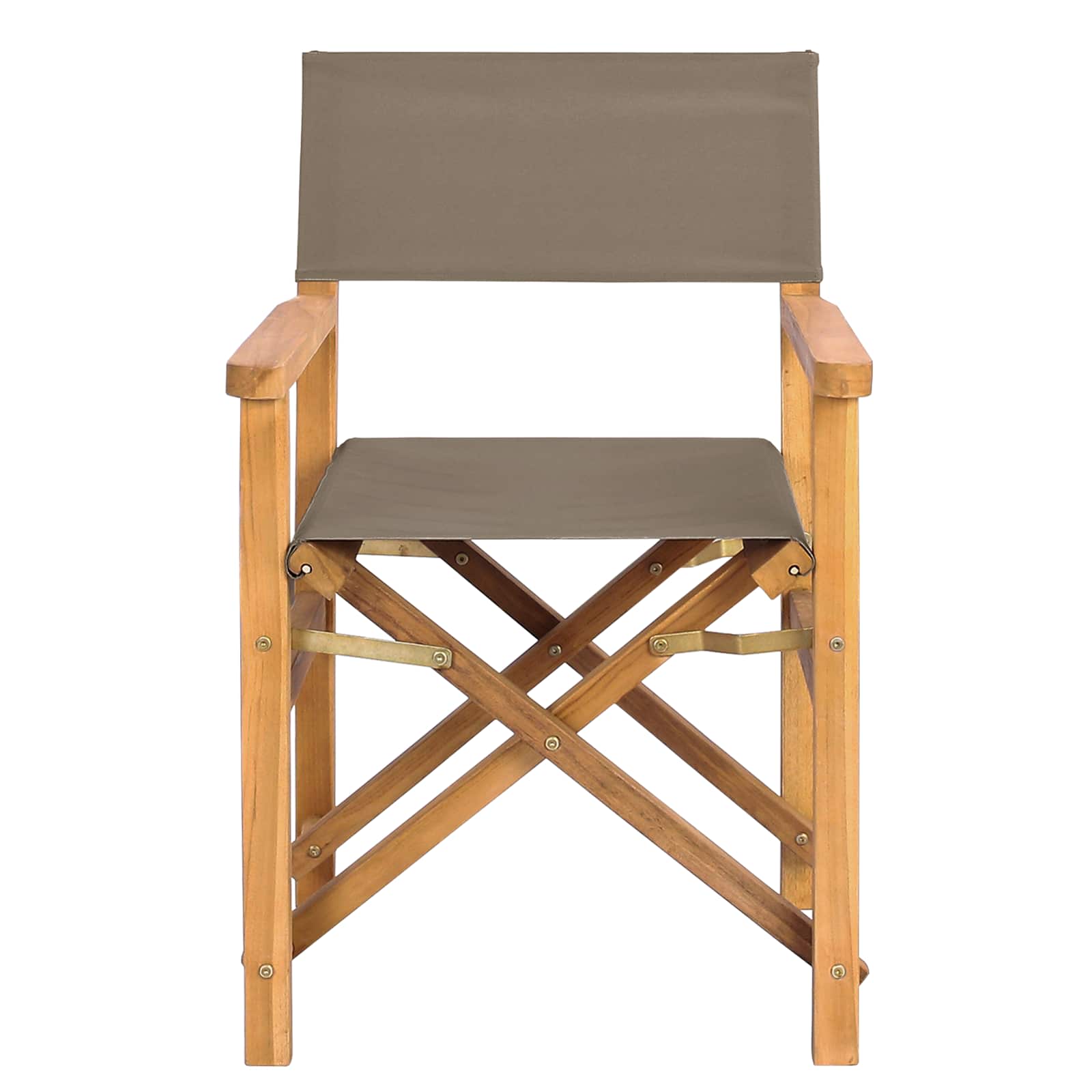 Regiestuhl Braun und Taupe Massives Teakholz