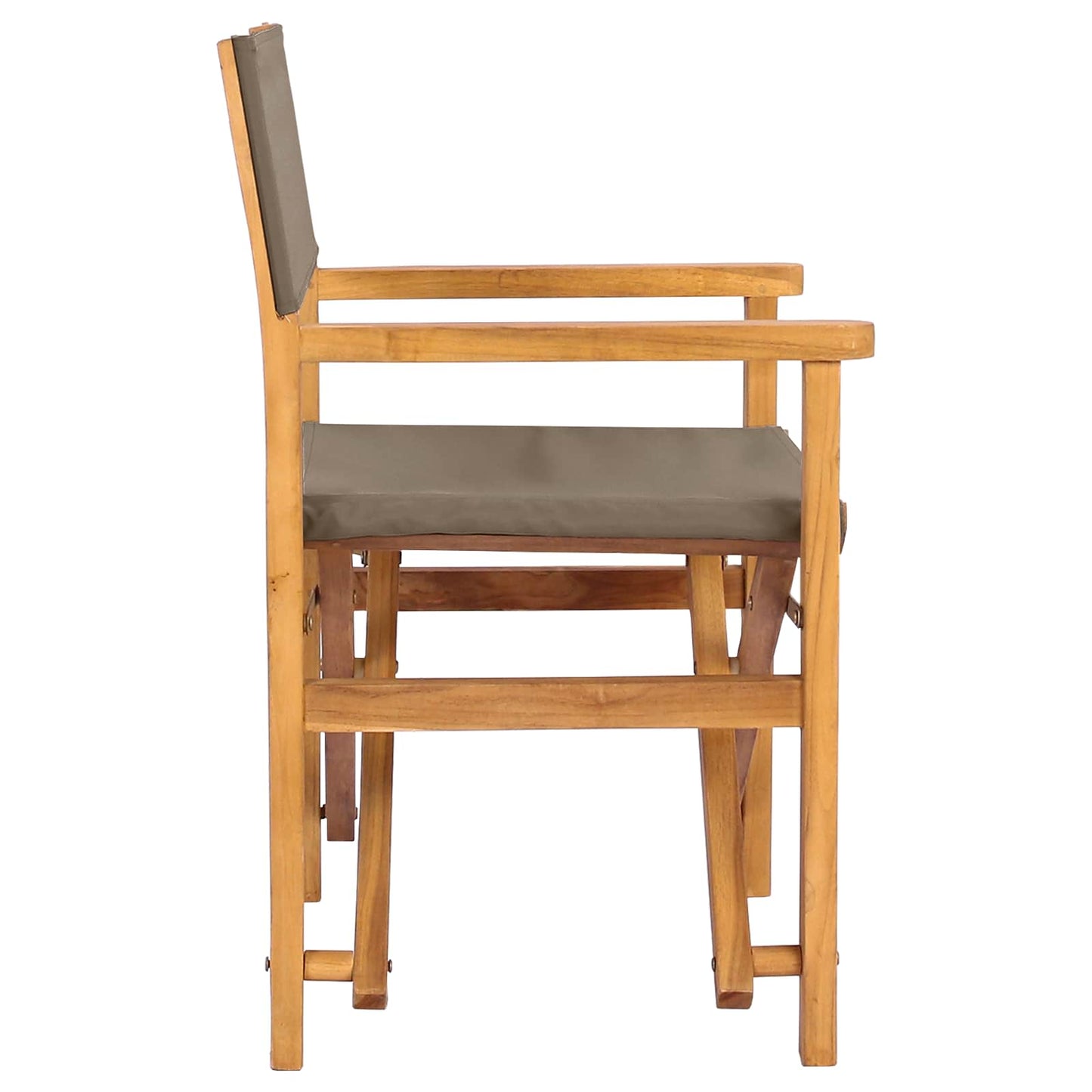 Regiestuhl Braun und Taupe Massives Teakholz