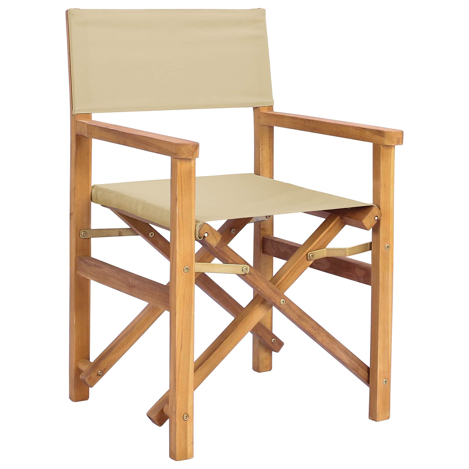 Regiestuhl Braun und Beige Massives Teakholz