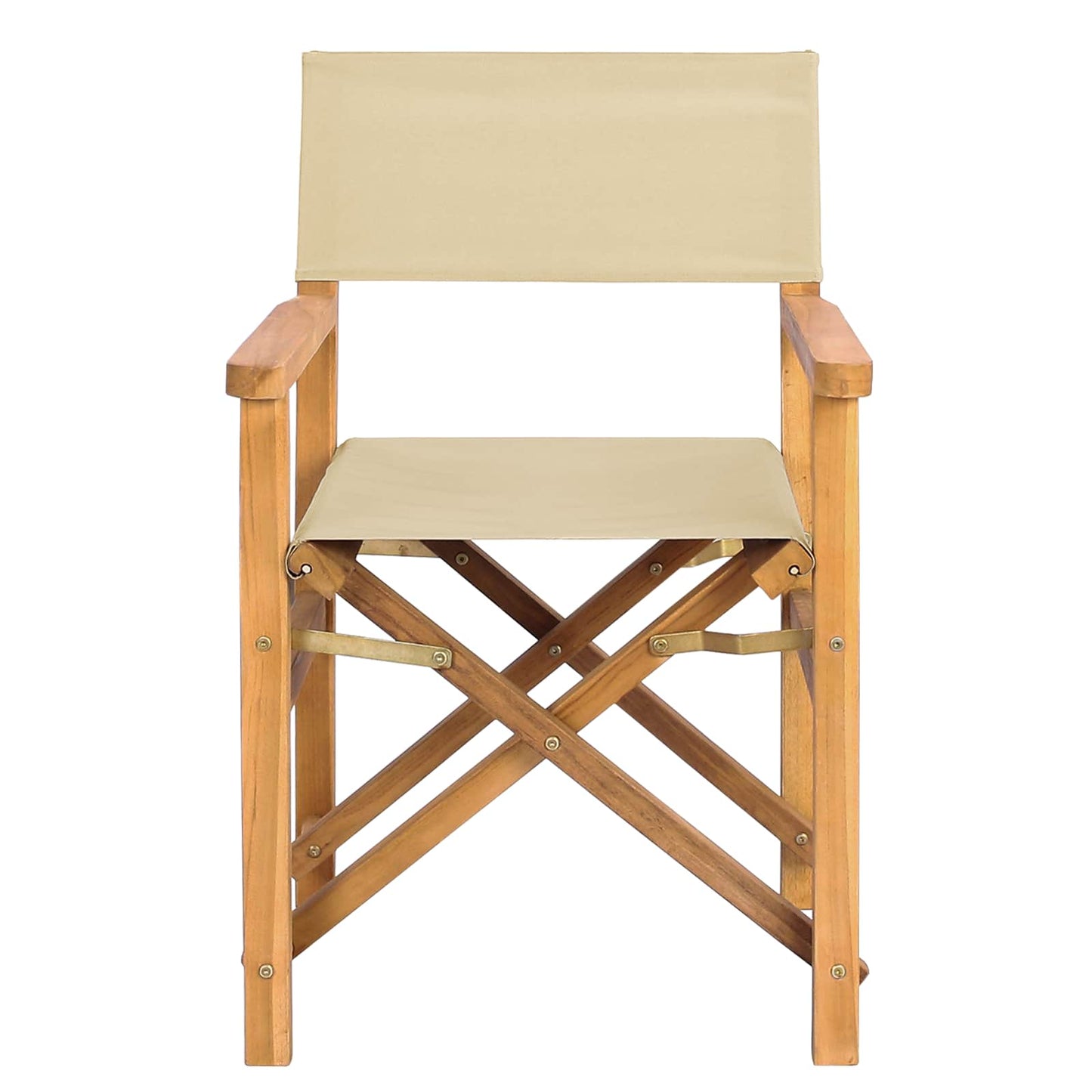 Regiestuhl Braun und Beige Massives Teakholz