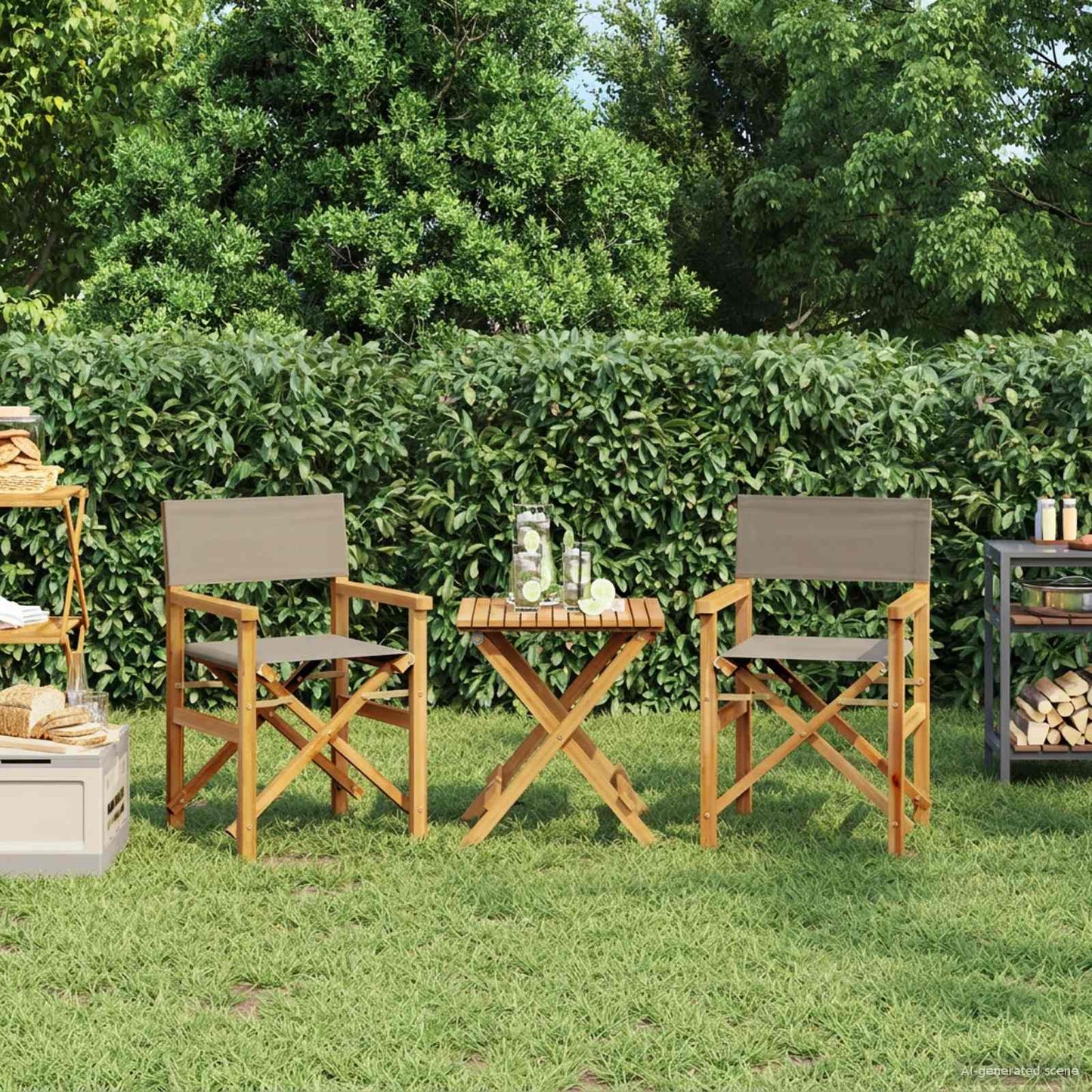 Regiestuhl 100% Polyester mit solidem Teak