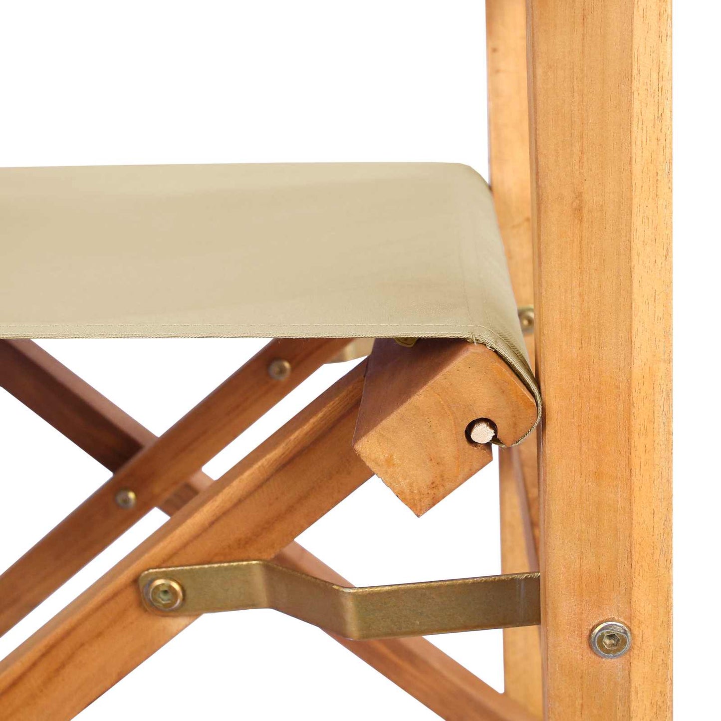 Regiestuhl Braun und Beige Massives Teakholz
