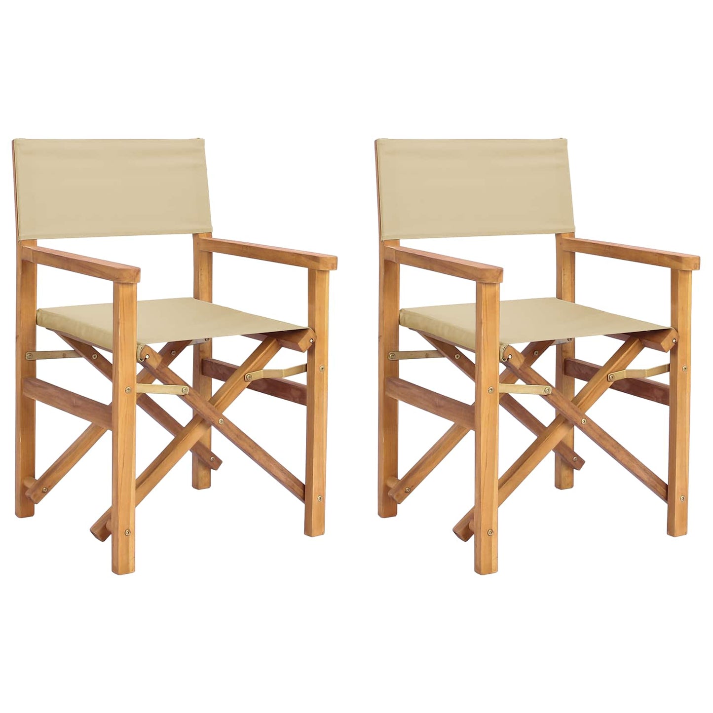 Regiestuhl Braun und Beige Massives Teakholz