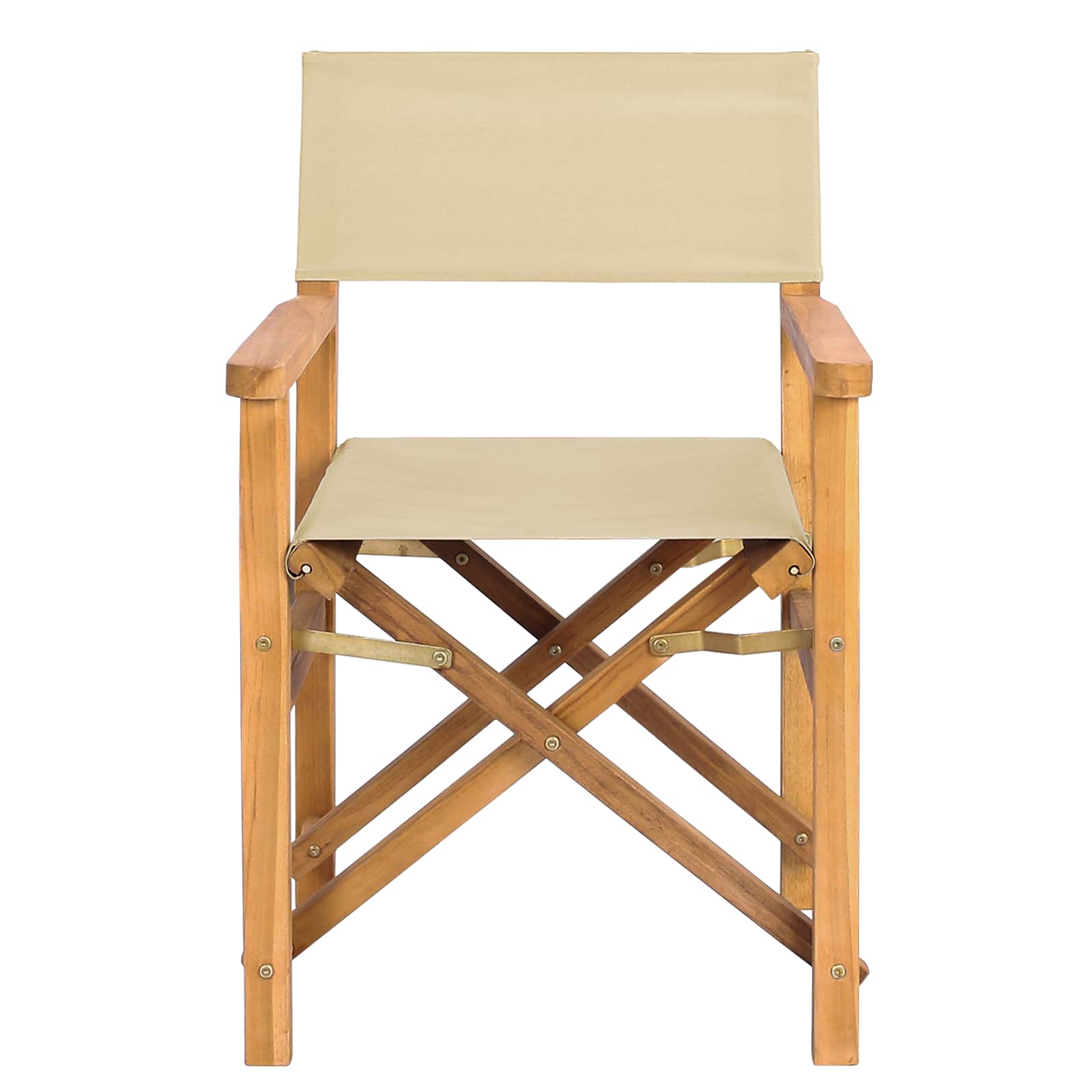 Regiestuhl Braun und Beige Massives Teakholz