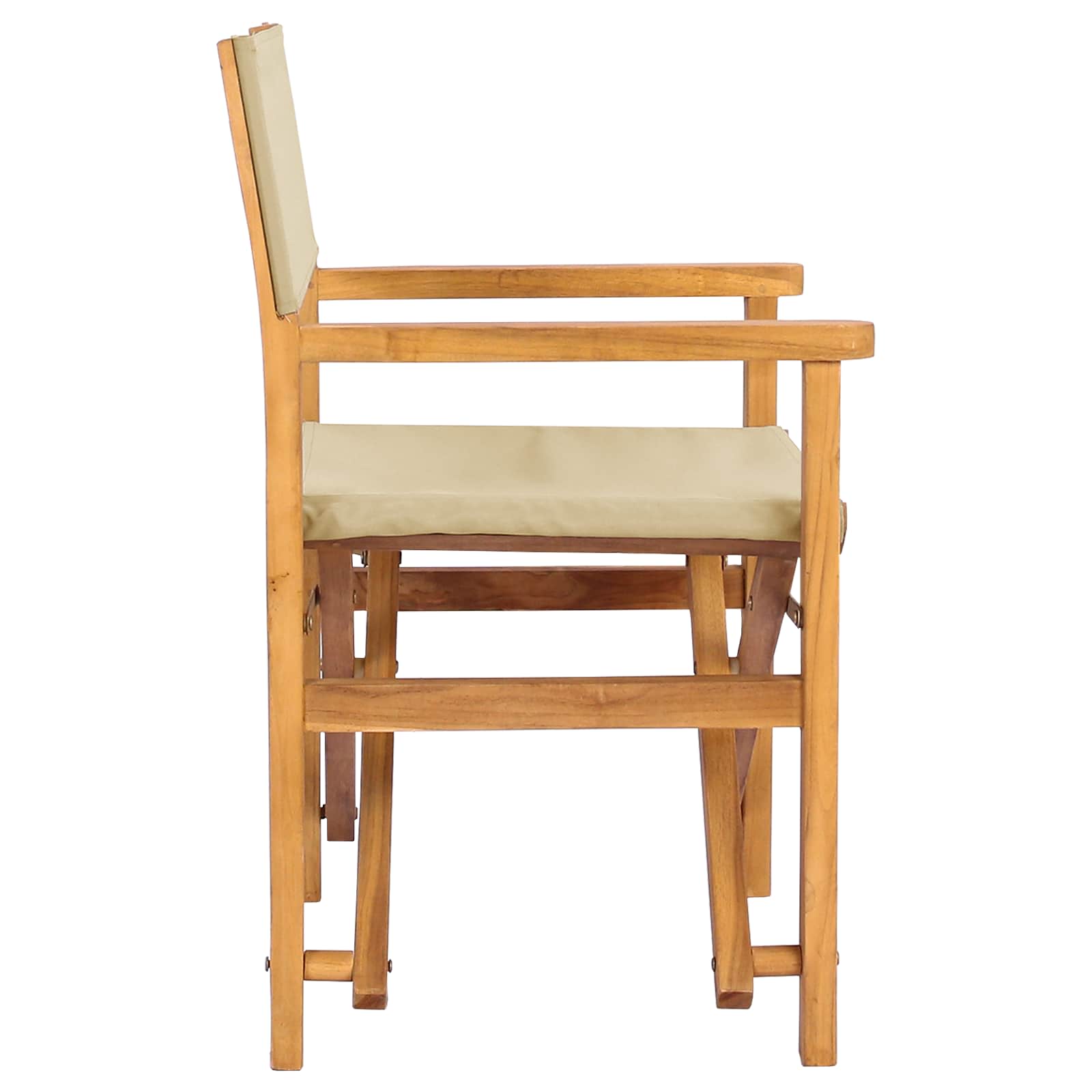 Regiestuhl Braun und Beige Massives Teakholz
