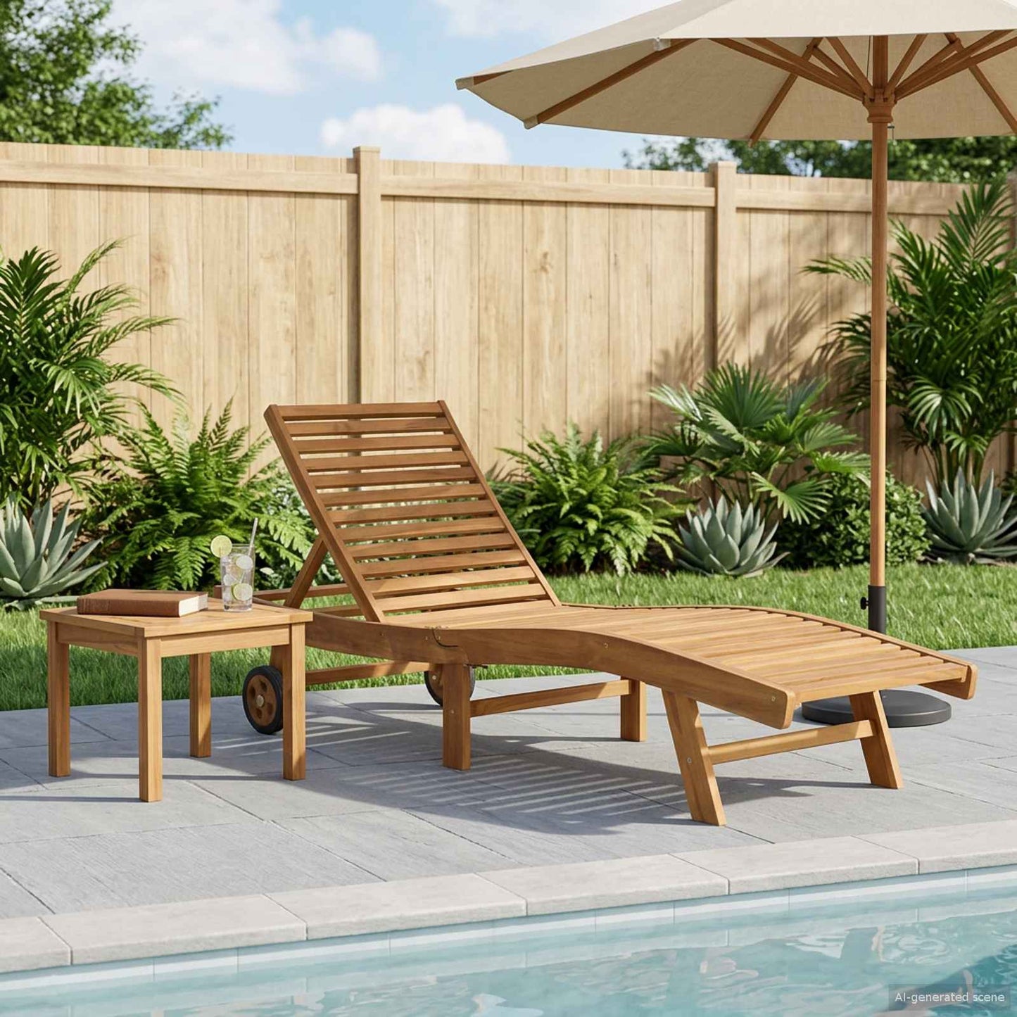 Sonnenliege Massivholz Teak Braun