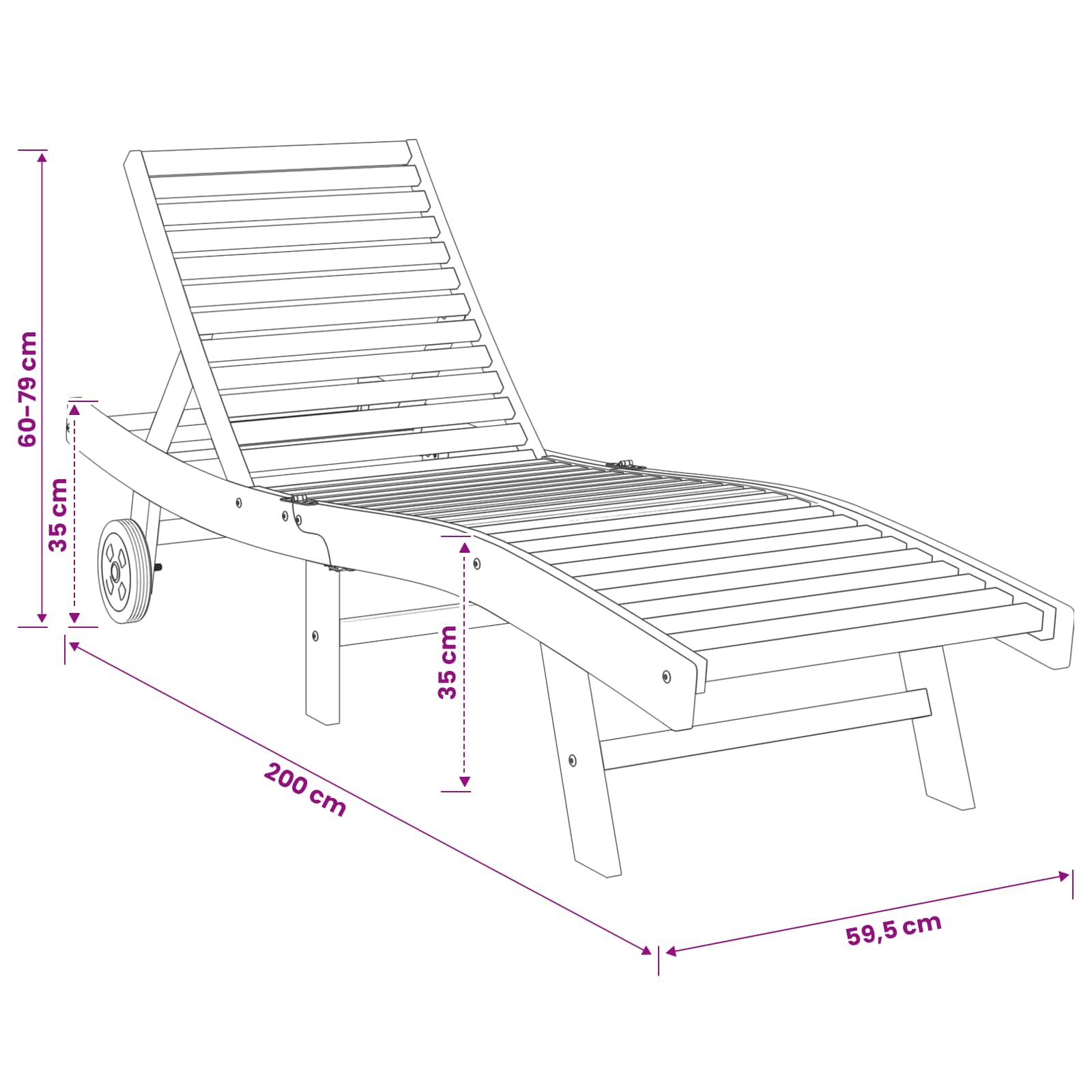 Sonnenliege Massivholz Teak Braun