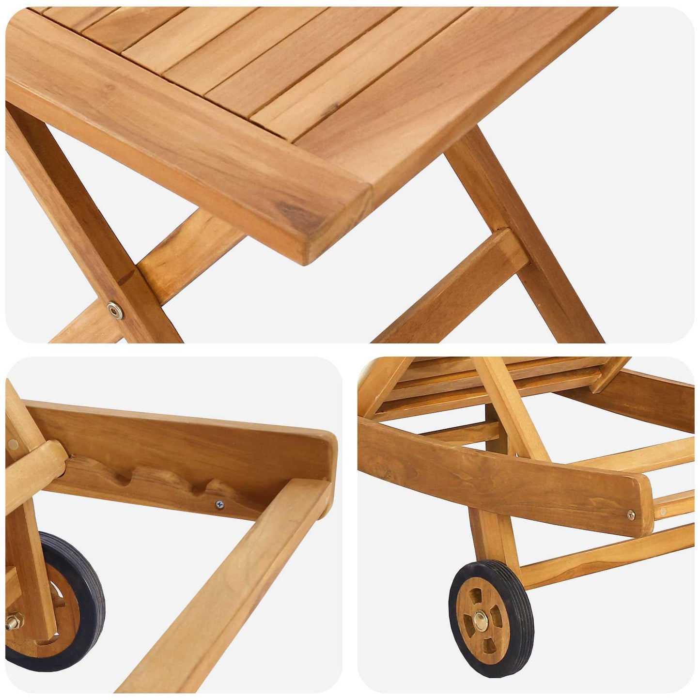 Sonnenliege 2 stk. Massivholz Teak Braun