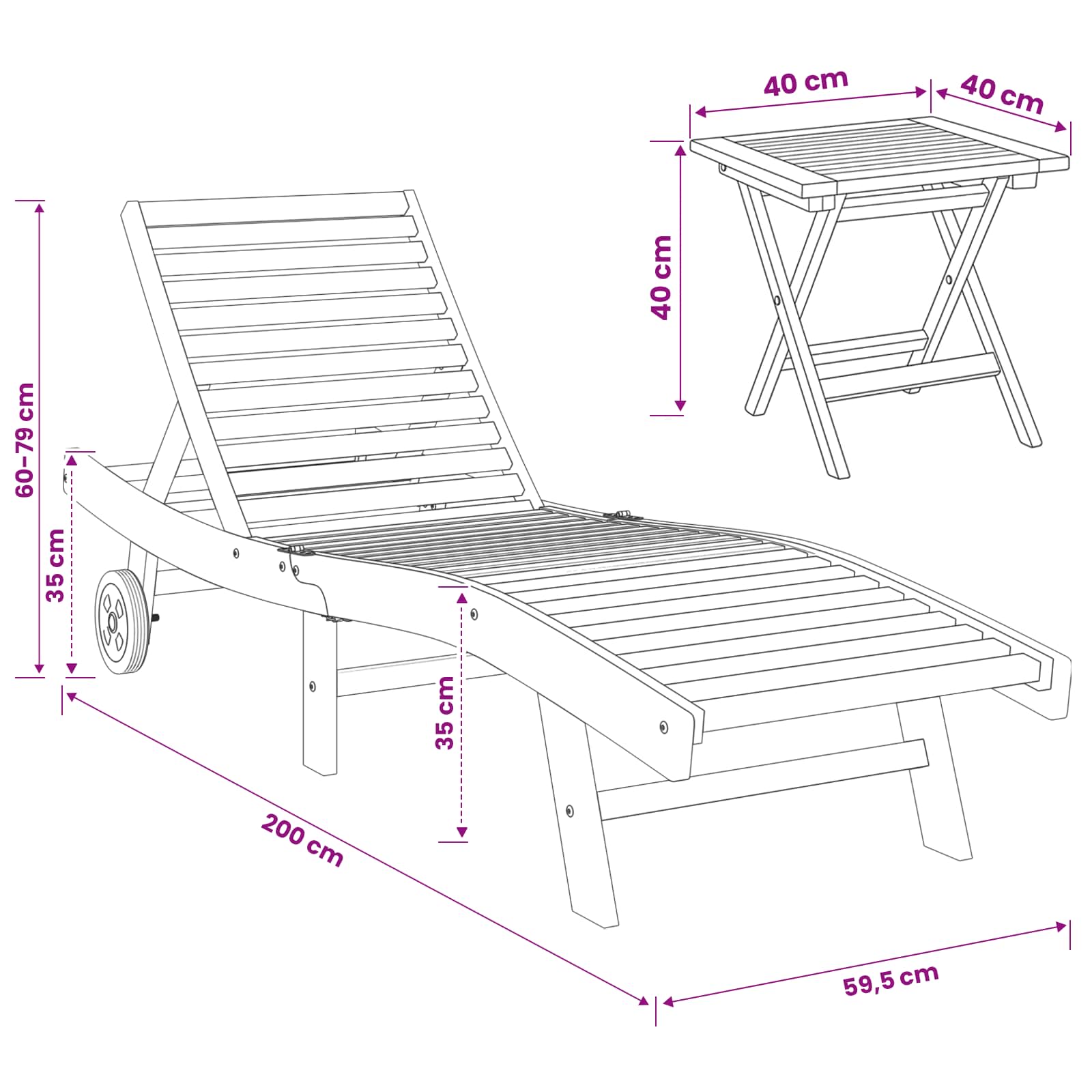 Sonnenliege 2 stk. Massivholz Teak Braun