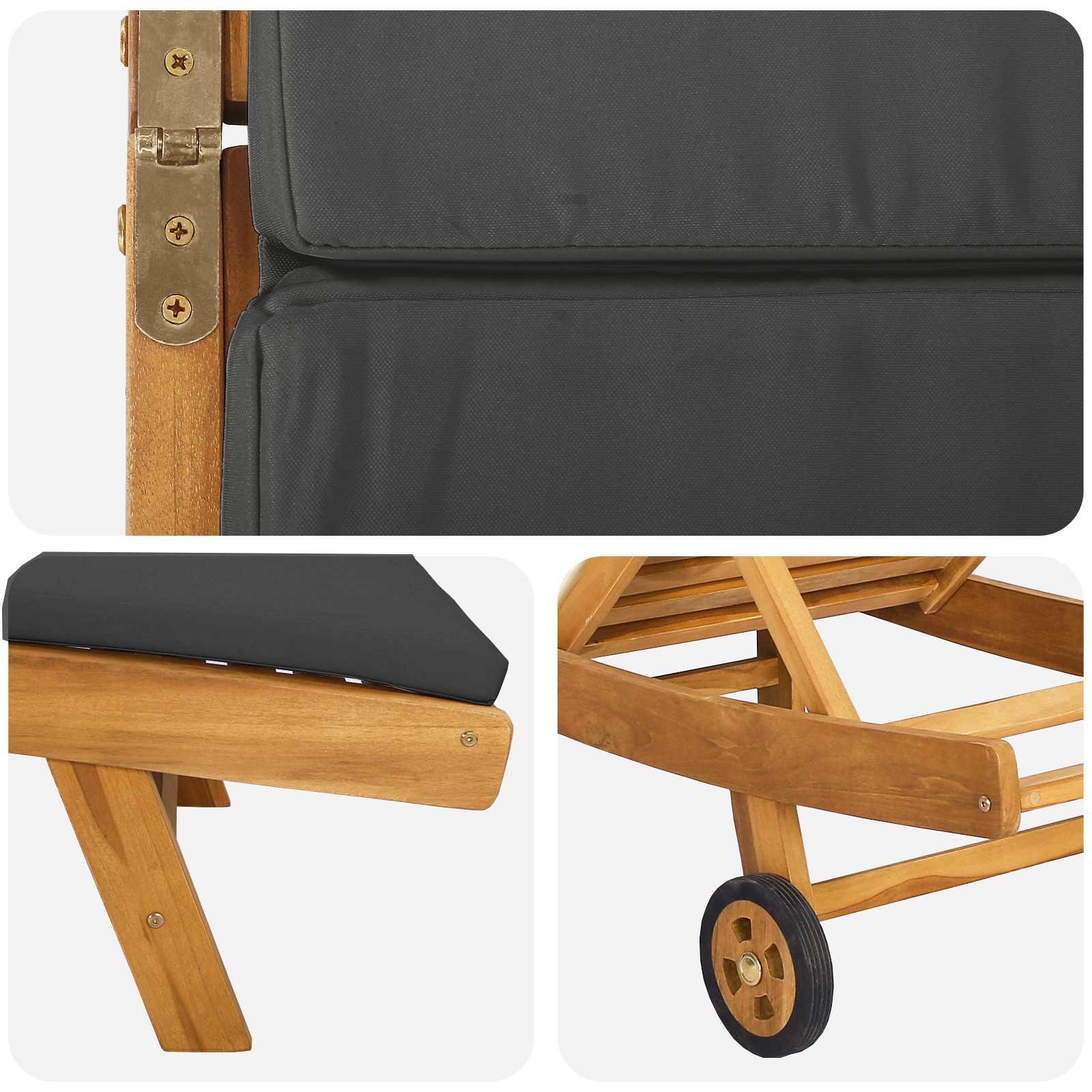 Sonnenliege Polyester Braun und Dunkelgrau