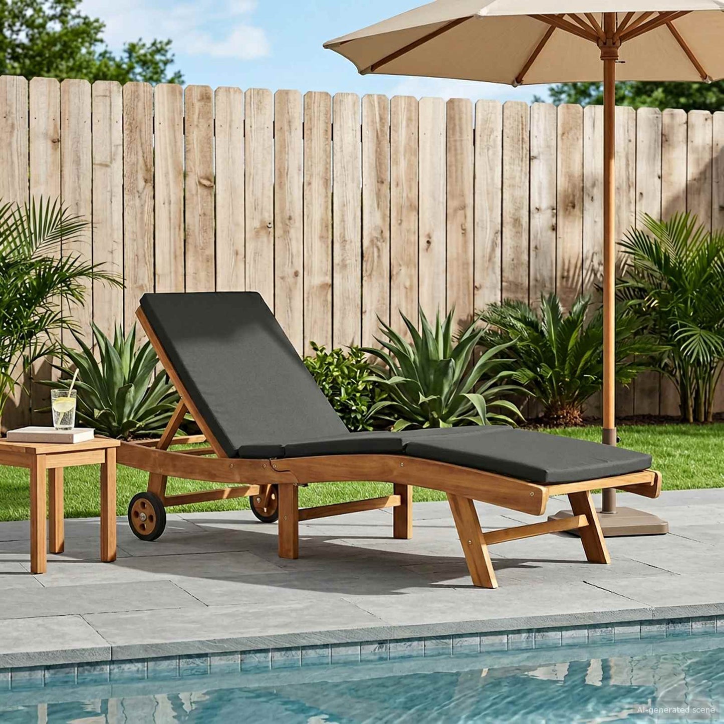 Sonnenliege Polyester Braun und Dunkelgrau