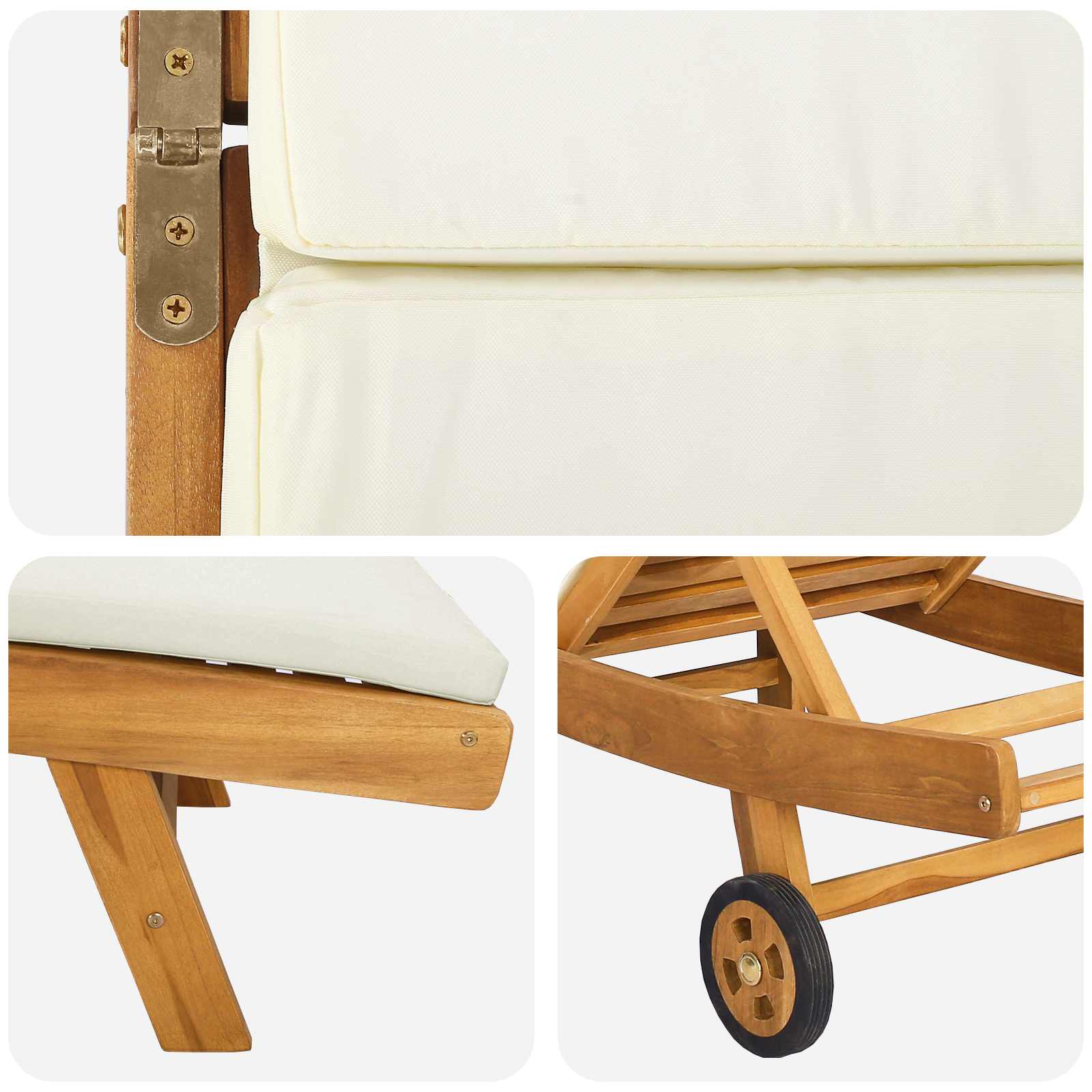 Sonnenliege Polyester Braun und Creme