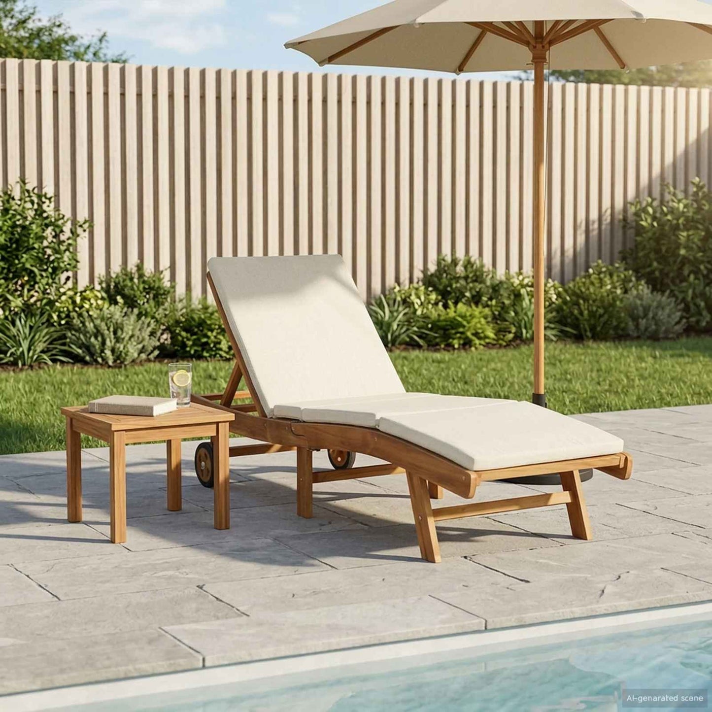 Sonnenliege Polyester Braun und Creme